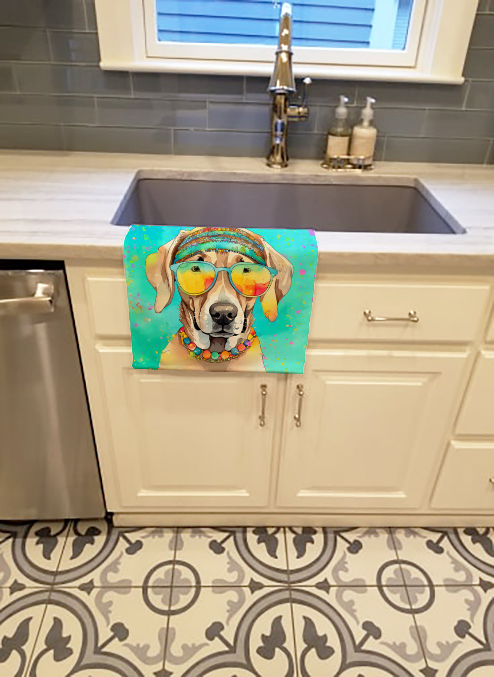 Buy this Weimaraner Hippie Dawg Kitchen Towel