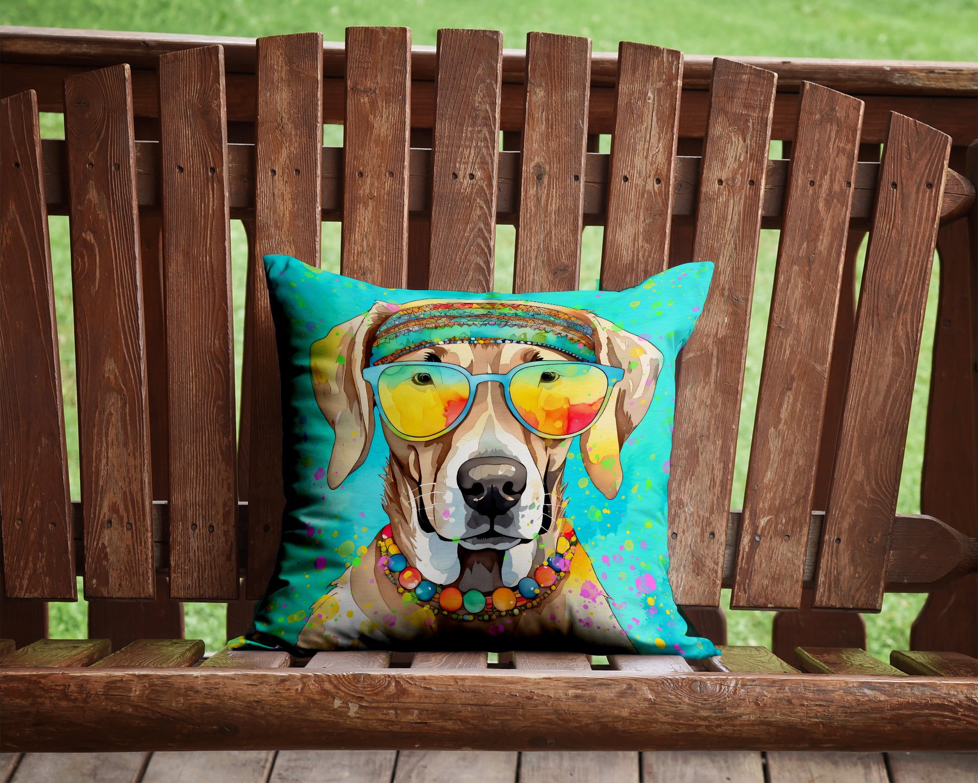 Weimaraner Hippie Dawg Fabric Decorative Pillow