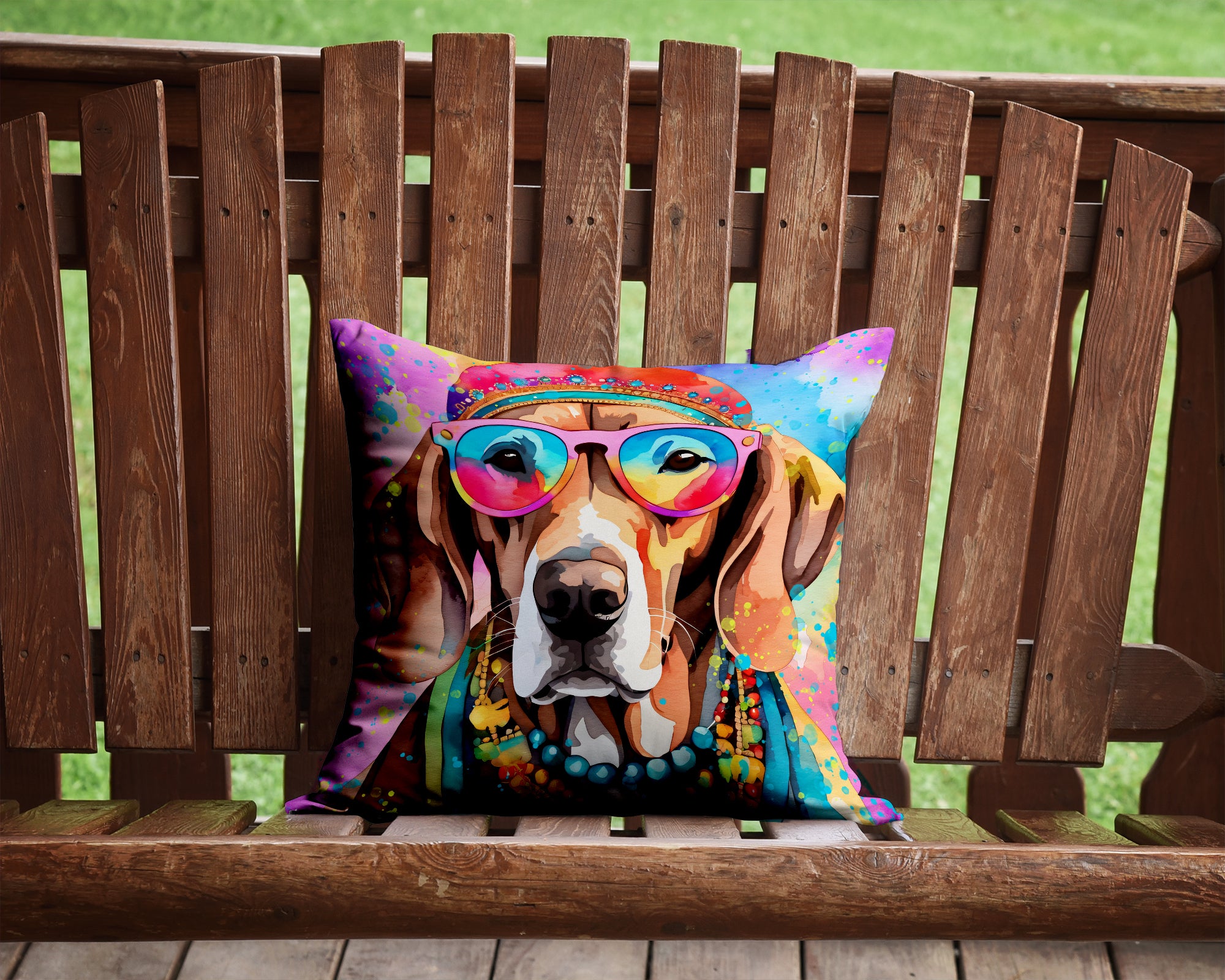 Weimaraner Hippie Dawg Fabric Decorative Pillow