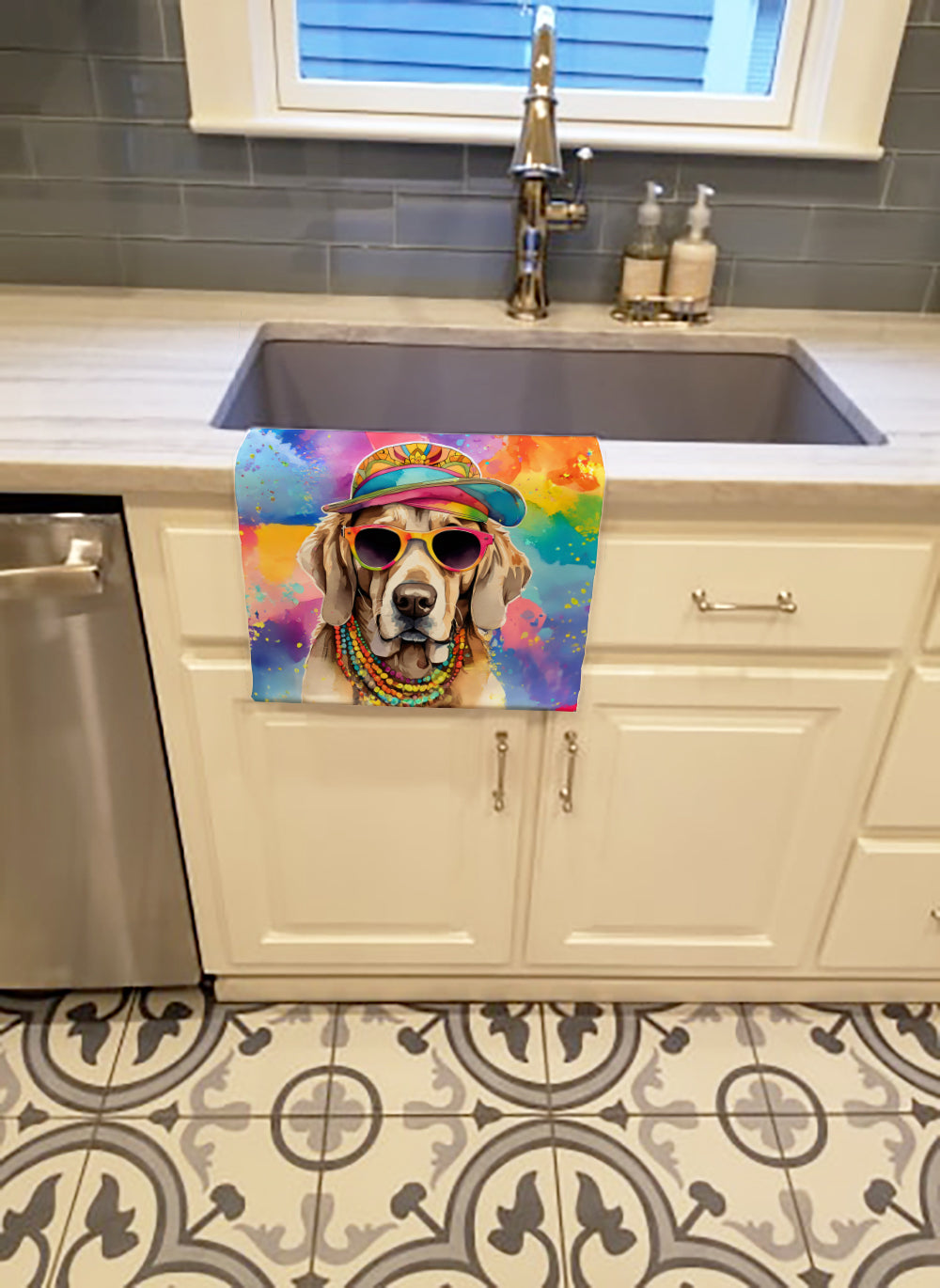 Buy this Weimaraner Hippie Dawg Kitchen Towel