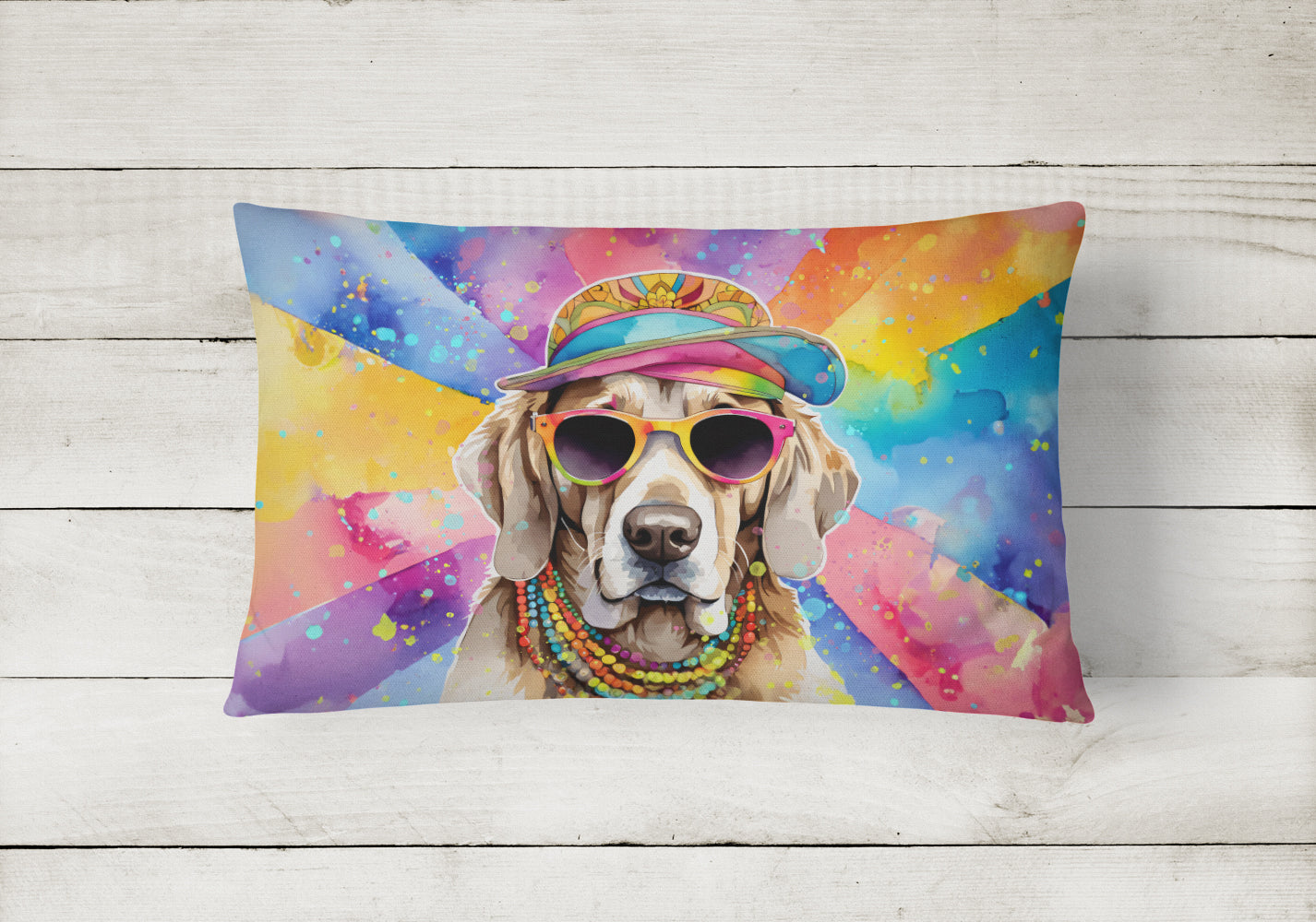 Weimaraner Hippie Dawg Fabric Decorative Pillow