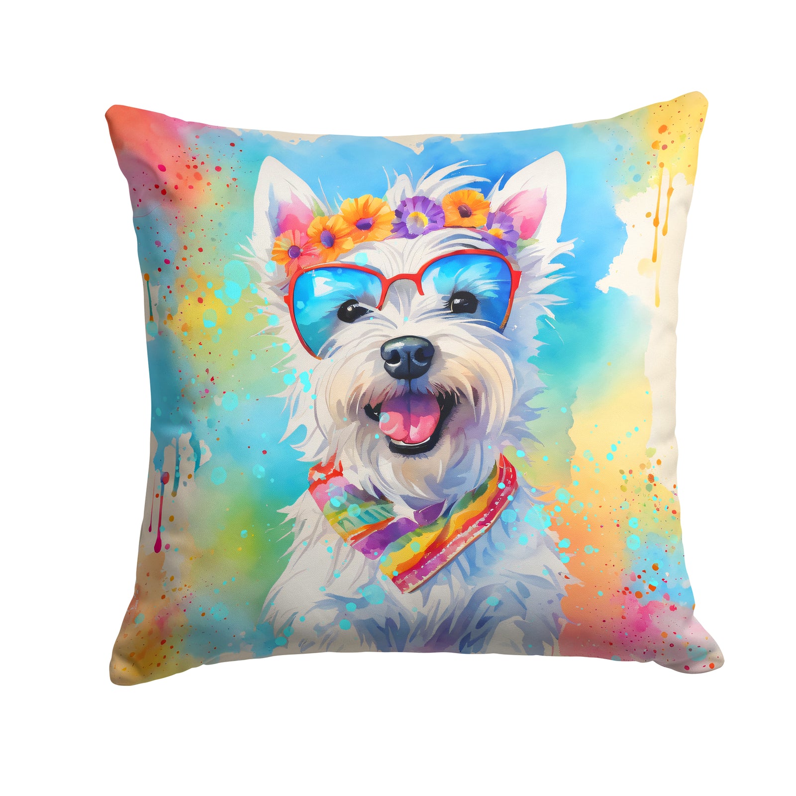 Buy this Westie Hippie Dawg Fabric Decorative Pillow