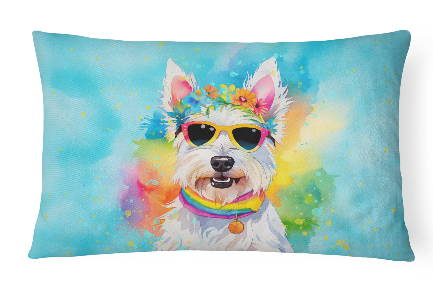 Buy this Westie Hippie Dawg Fabric Decorative Pillow