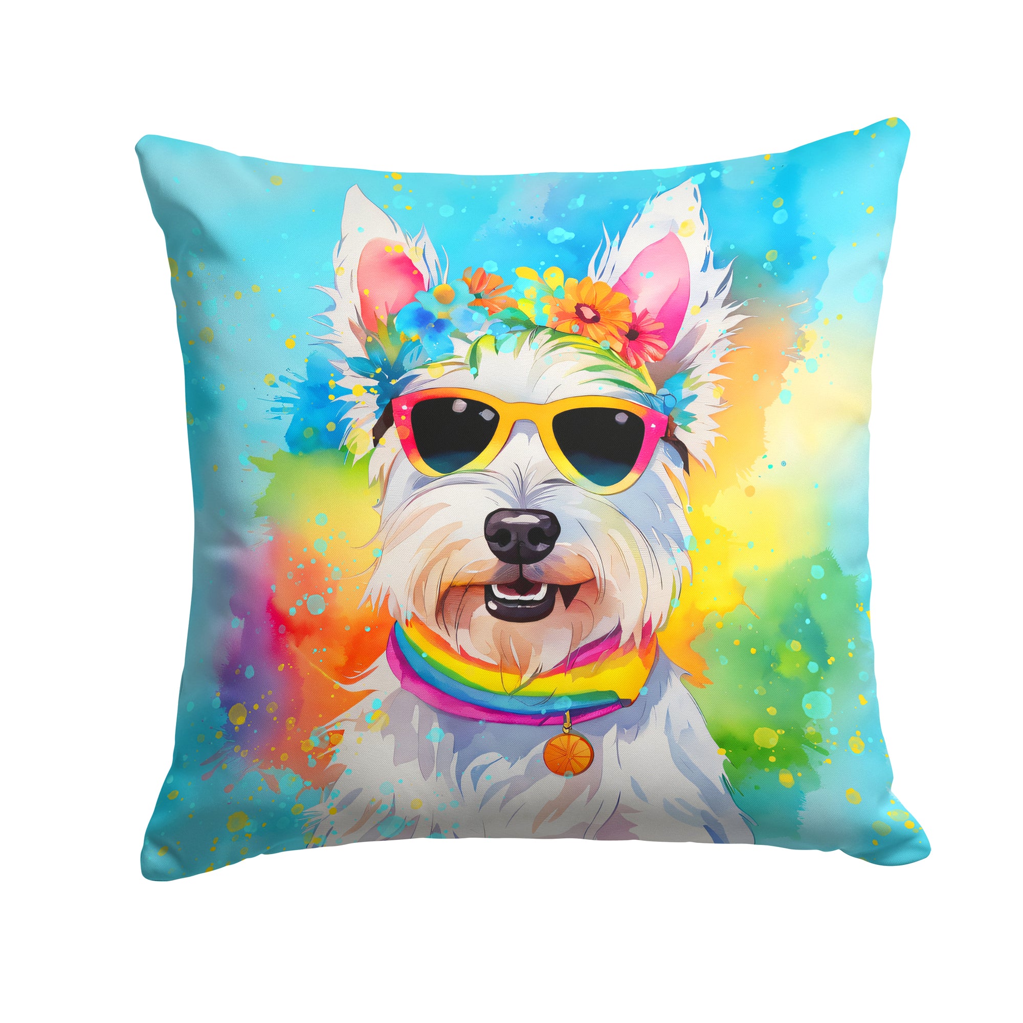 Buy this Westie Hippie Dawg Fabric Decorative Pillow