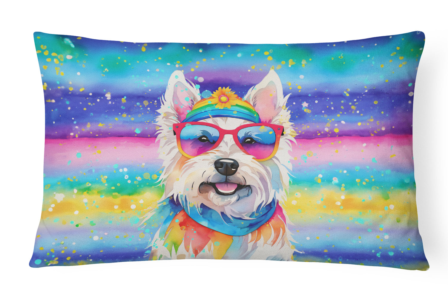 Buy this Westie Hippie Dawg Fabric Decorative Pillow