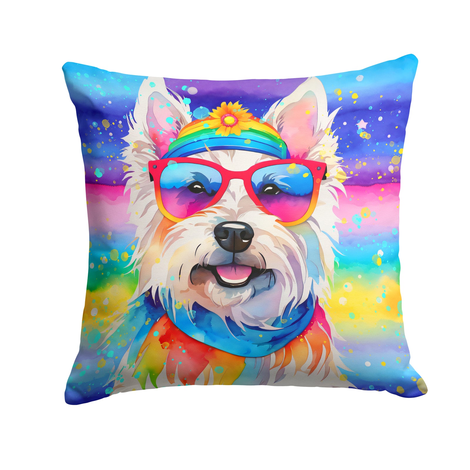 Buy this Westie Hippie Dawg Fabric Decorative Pillow