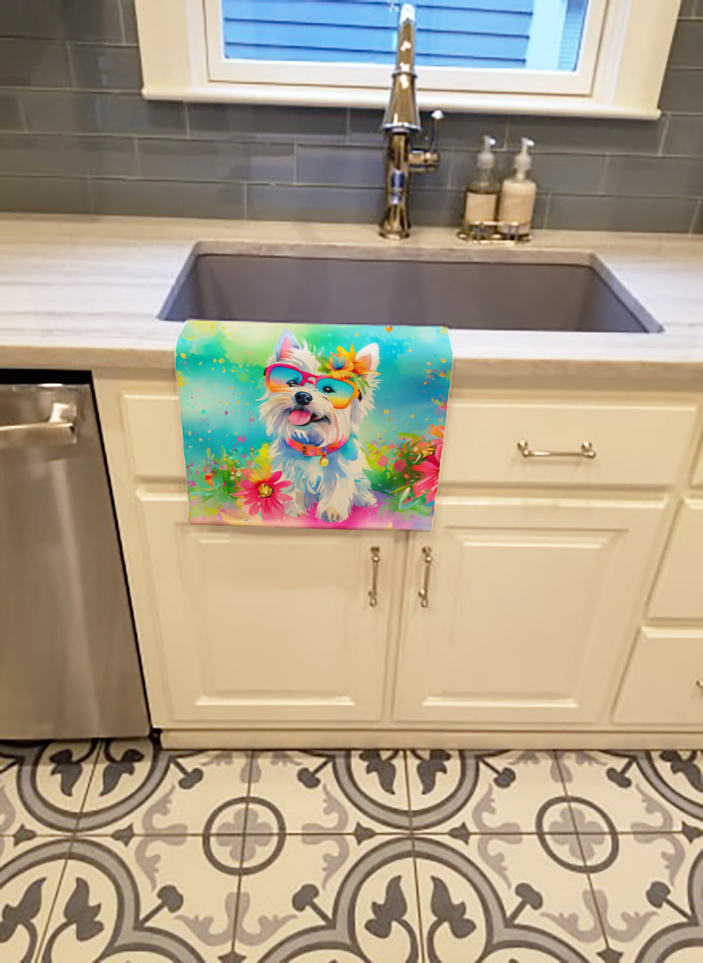 Buy this Westie Hippie Dawg Kitchen Towel