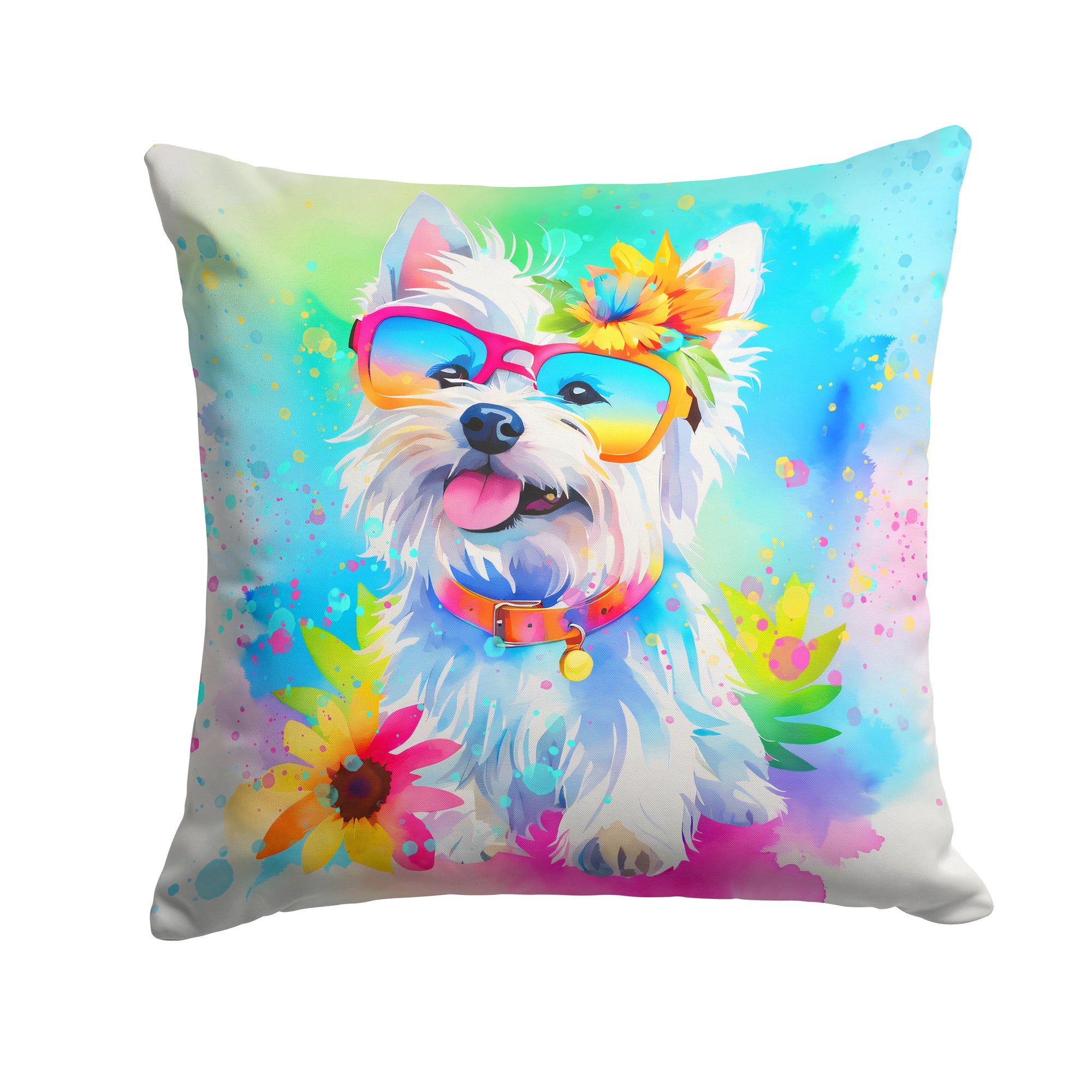 Buy this Westie Hippie Dawg Fabric Decorative Pillow