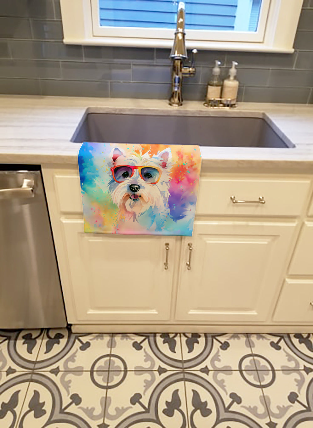 Buy this Westie Hippie Dawg Kitchen Towel