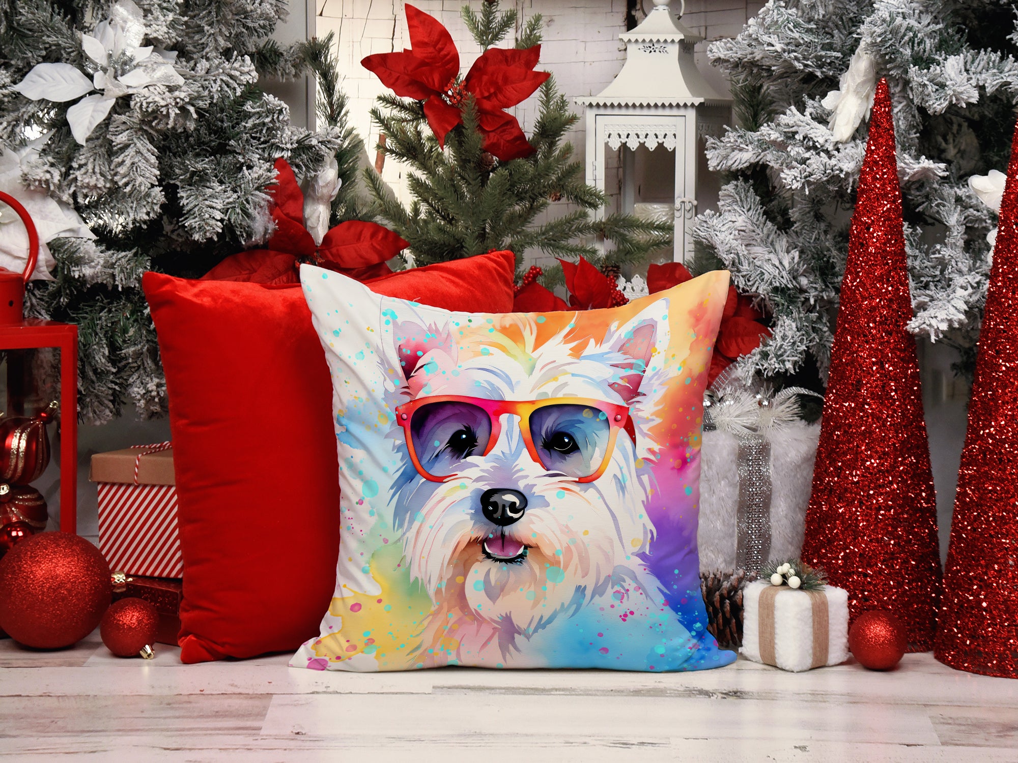 Buy this Westie Hippie Dawg Fabric Decorative Pillow