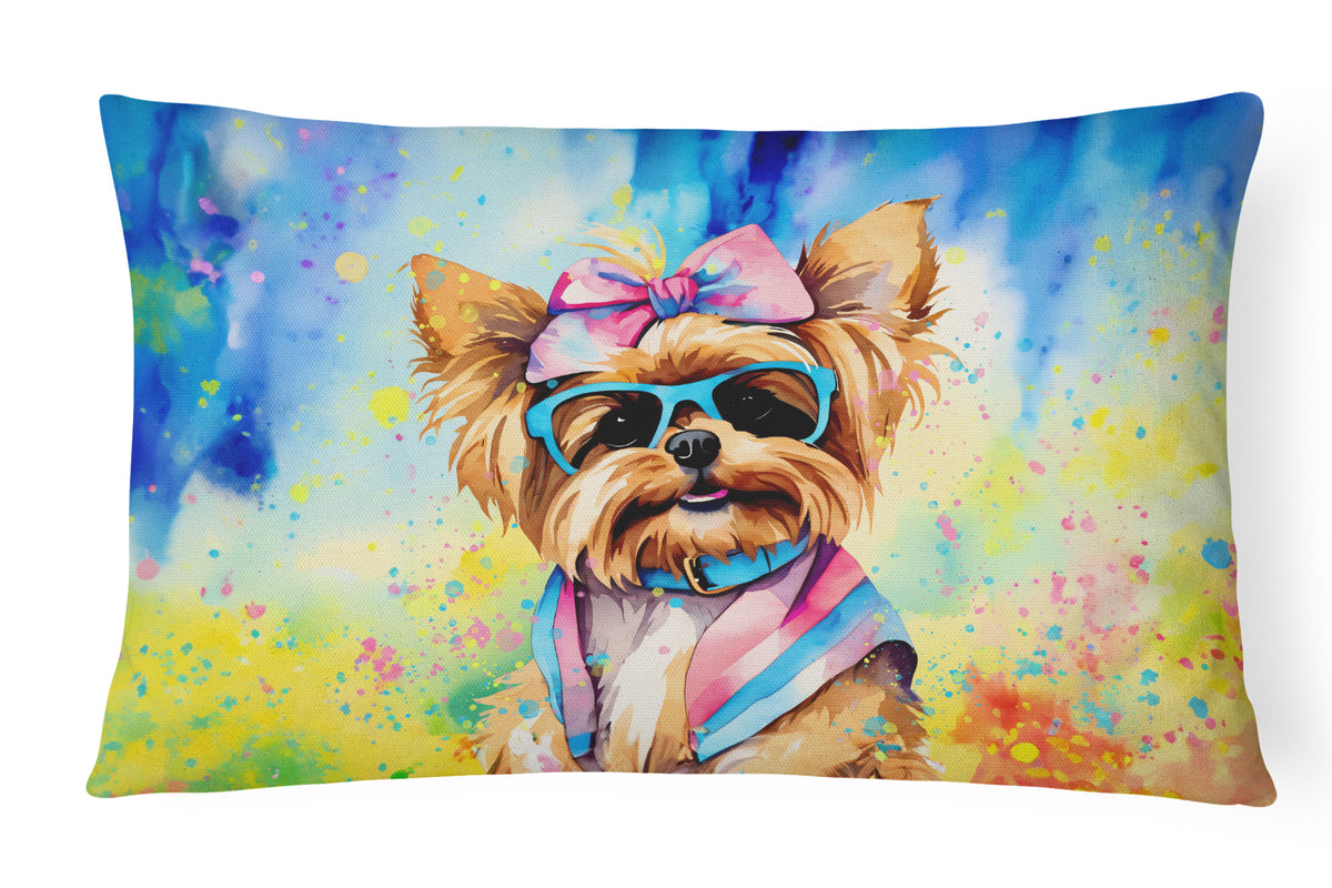 Buy this Yorkshire Terrier Hippie Dawg Fabric Decorative Pillow