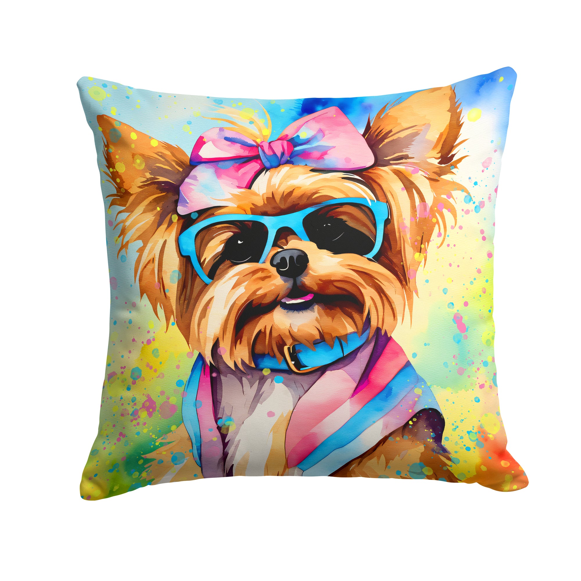 Buy this Yorkshire Terrier Hippie Dawg Fabric Decorative Pillow