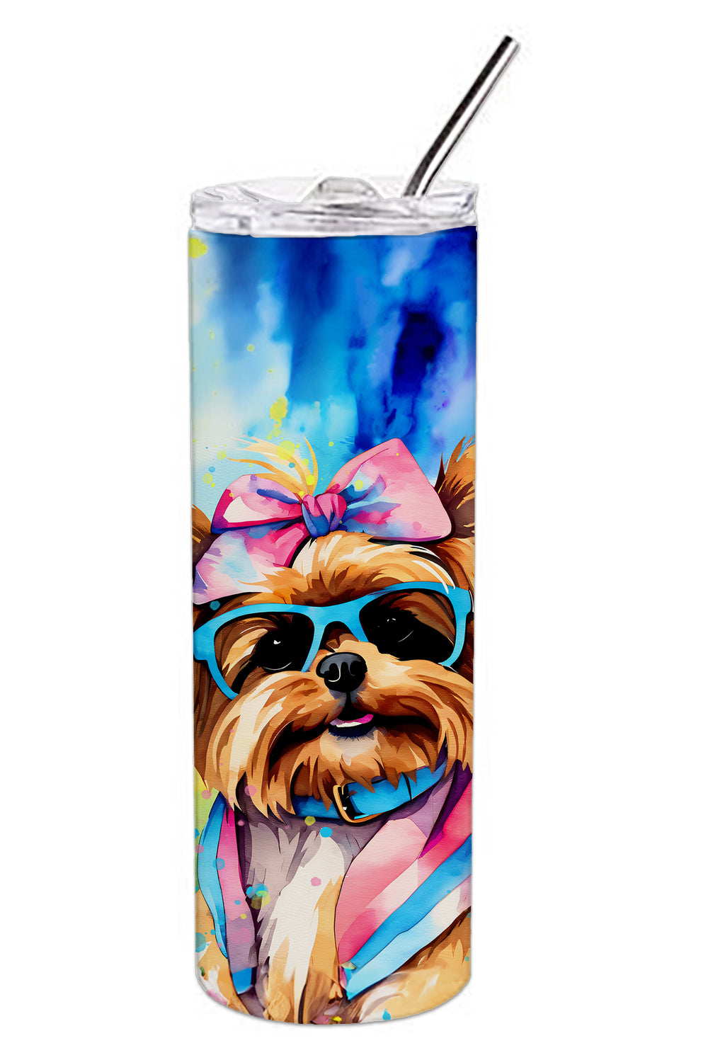 Yorkshire Terrier Hippie Dawg Stainless Steel Skinny Tumbler