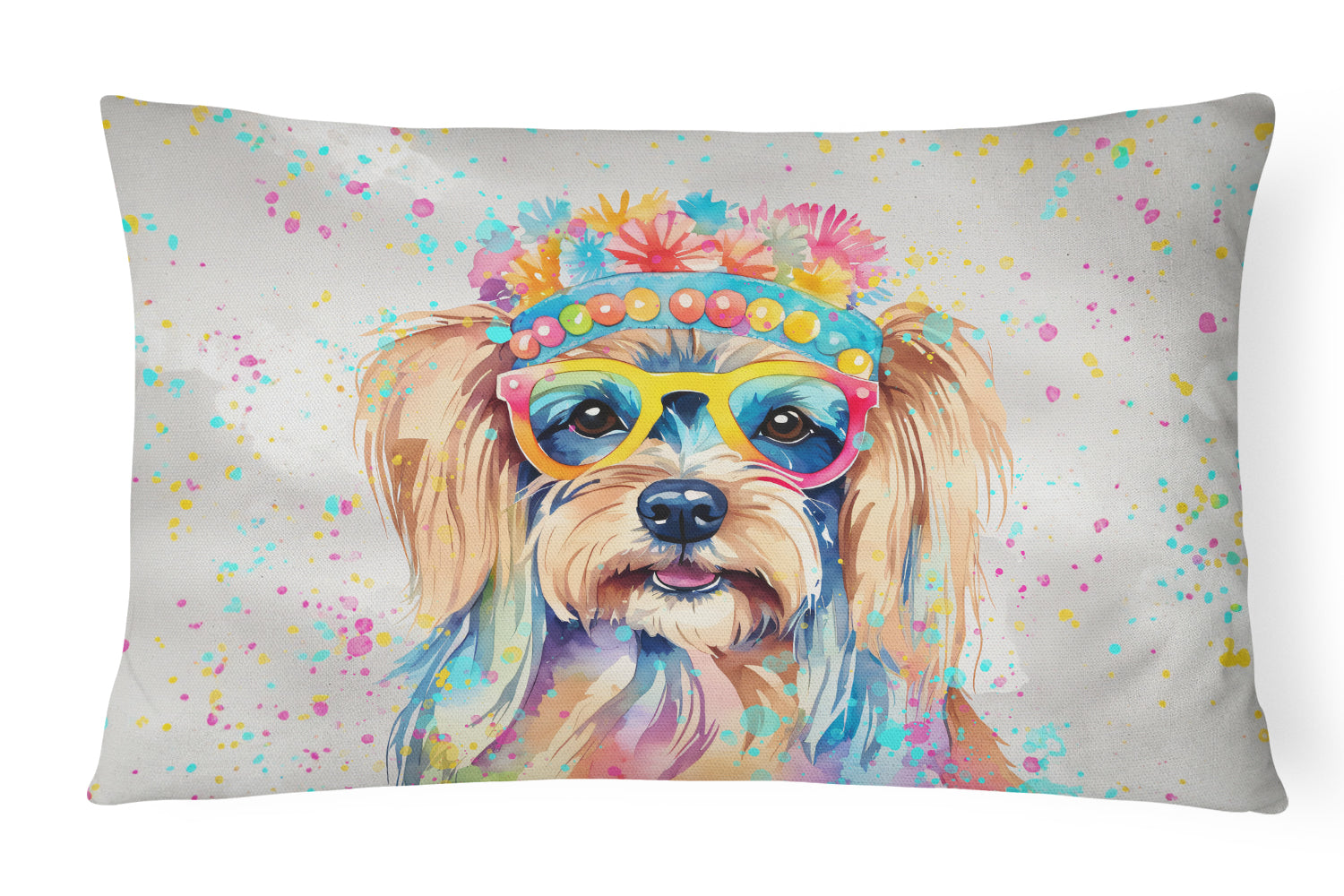 Buy this Yorkshire Terrier Hippie Dawg Fabric Decorative Pillow