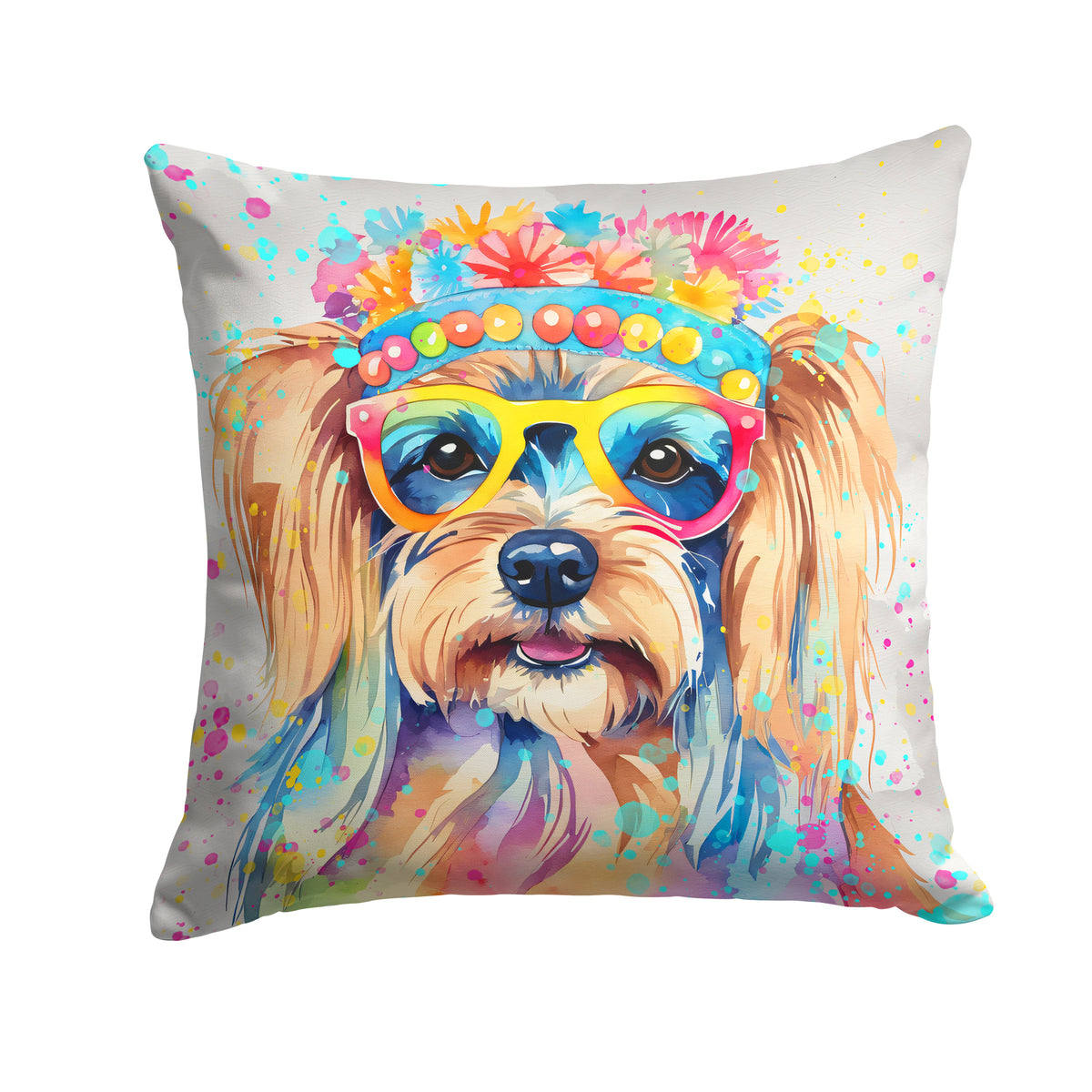 Buy this Yorkshire Terrier Hippie Dawg Fabric Decorative Pillow