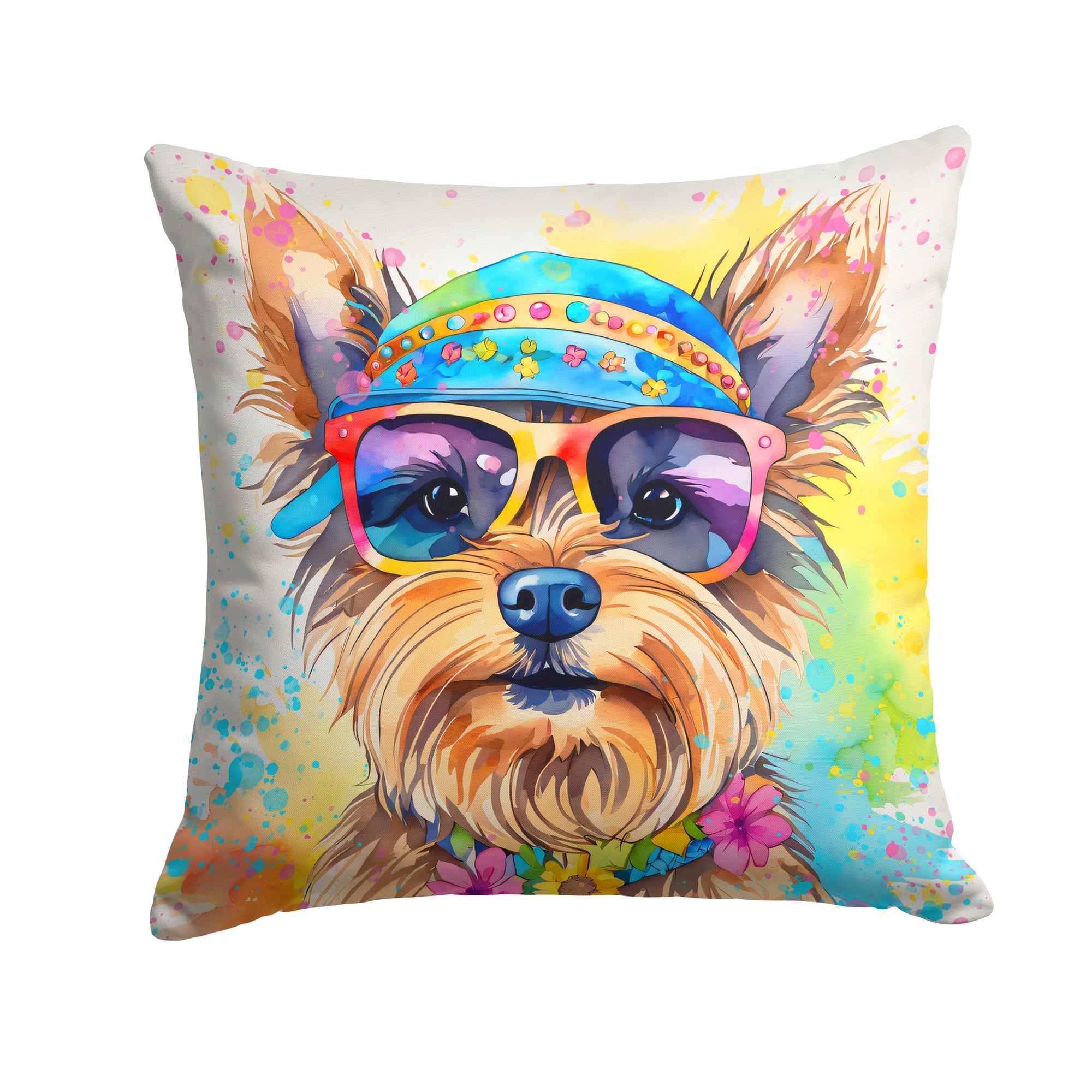 Buy this Yorkshire Terrier Hippie Dawg Fabric Decorative Pillow