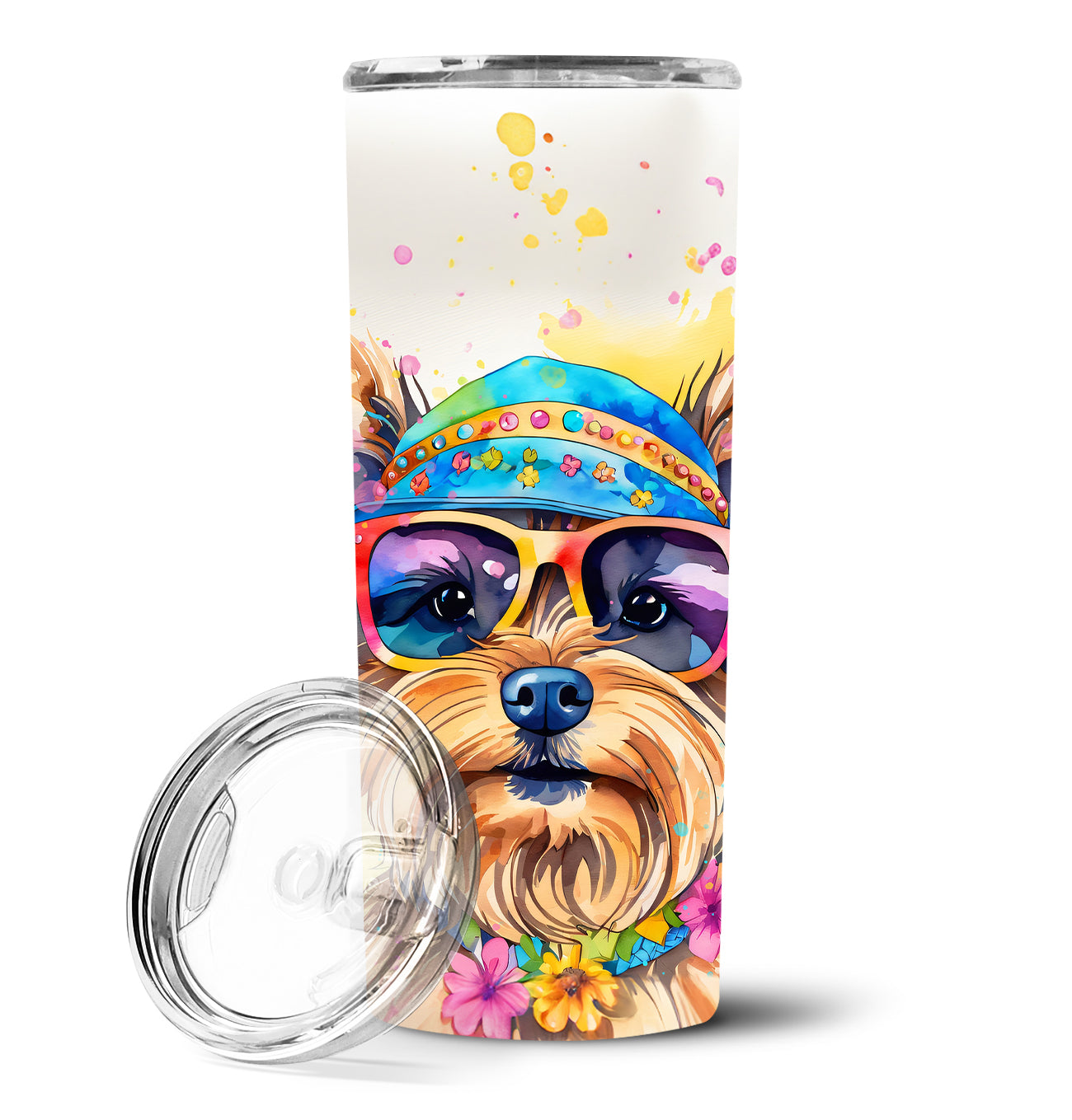 Buy this Yorkshire Terrier Hippie Dawg Stainless Steel Skinny Tumbler