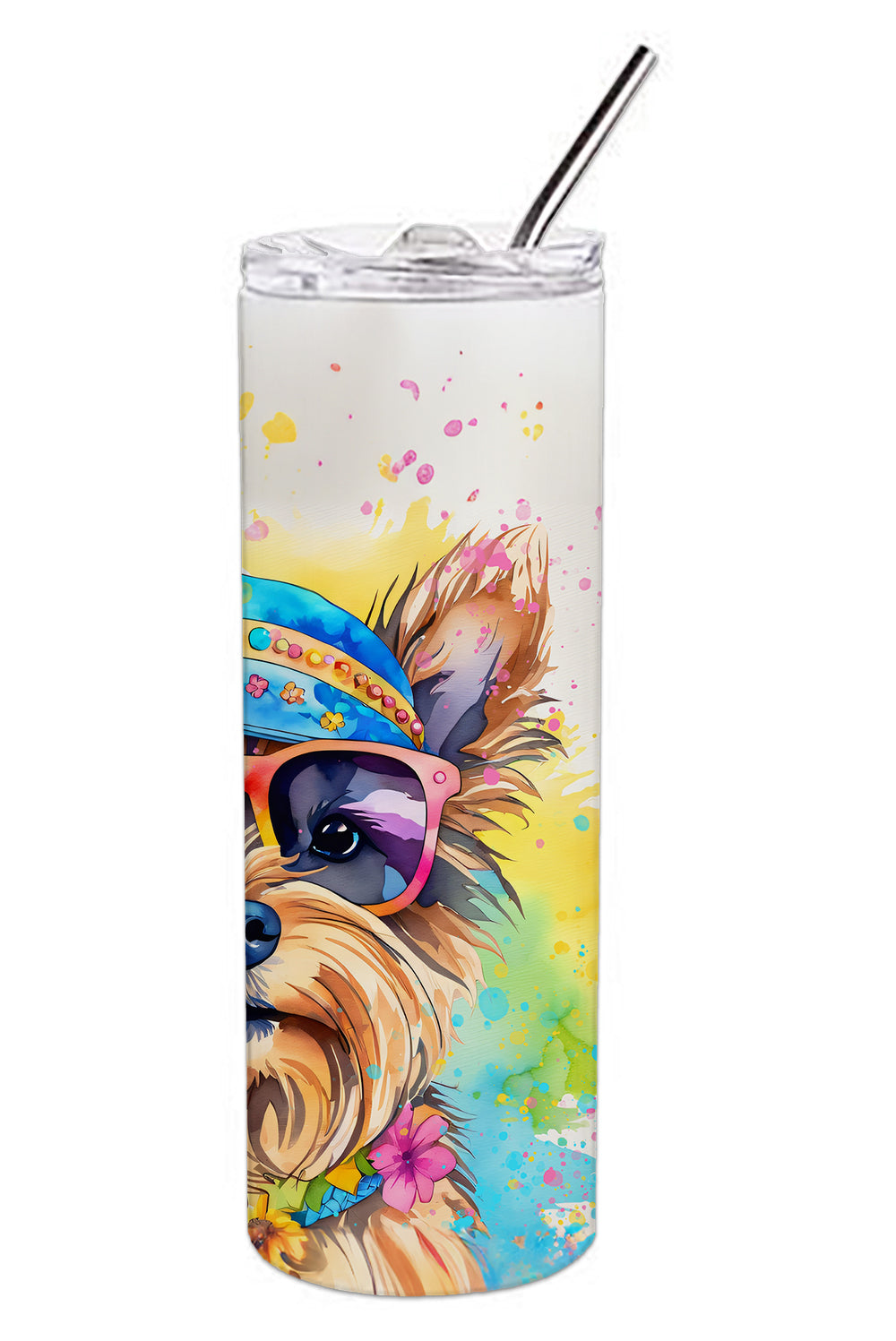 Yorkshire Terrier Hippie Dawg Stainless Steel Skinny Tumbler