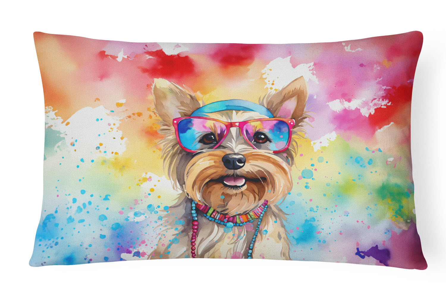 Buy this Yorkshire Terrier Hippie Dawg Fabric Decorative Pillow