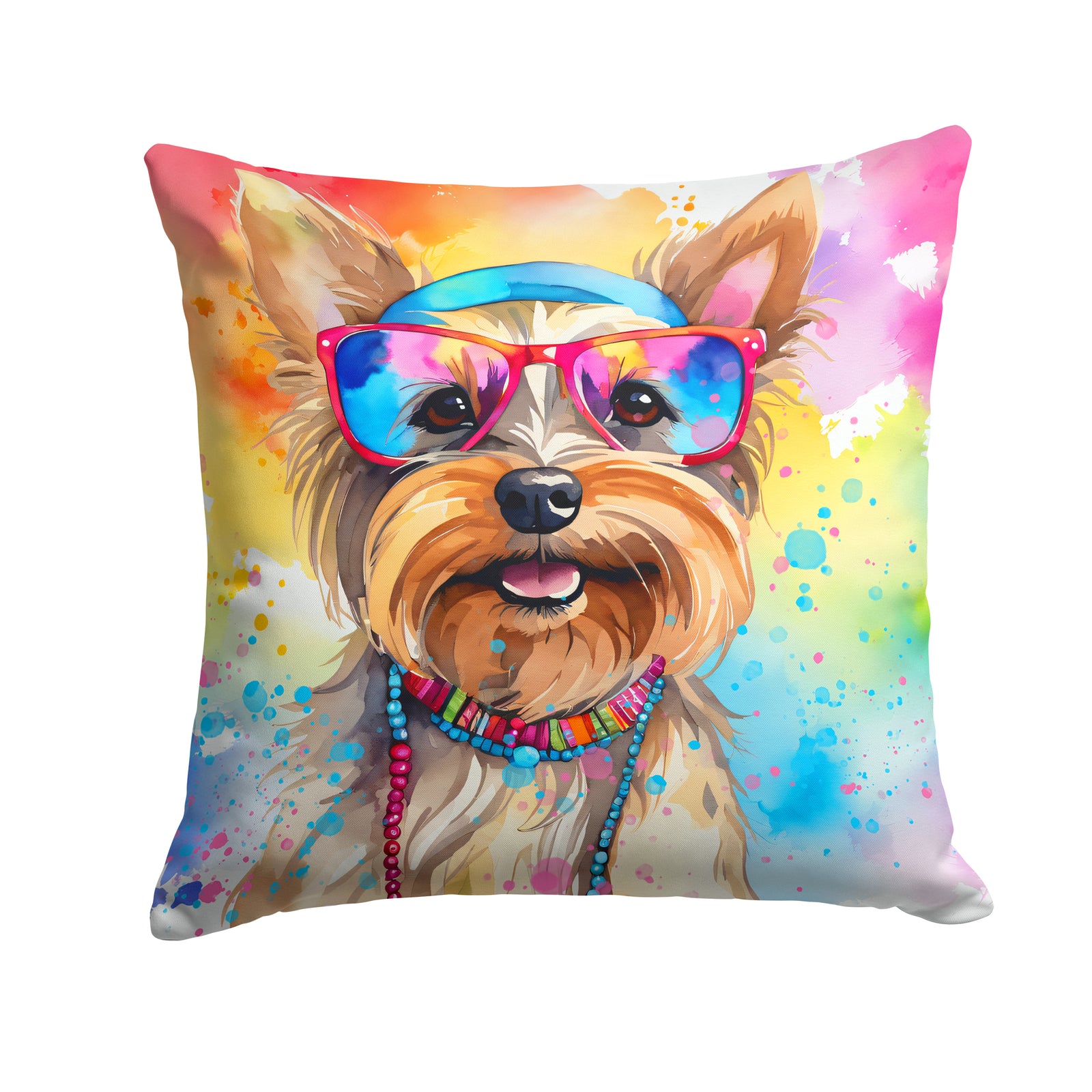 Buy this Yorkshire Terrier Hippie Dawg Fabric Decorative Pillow