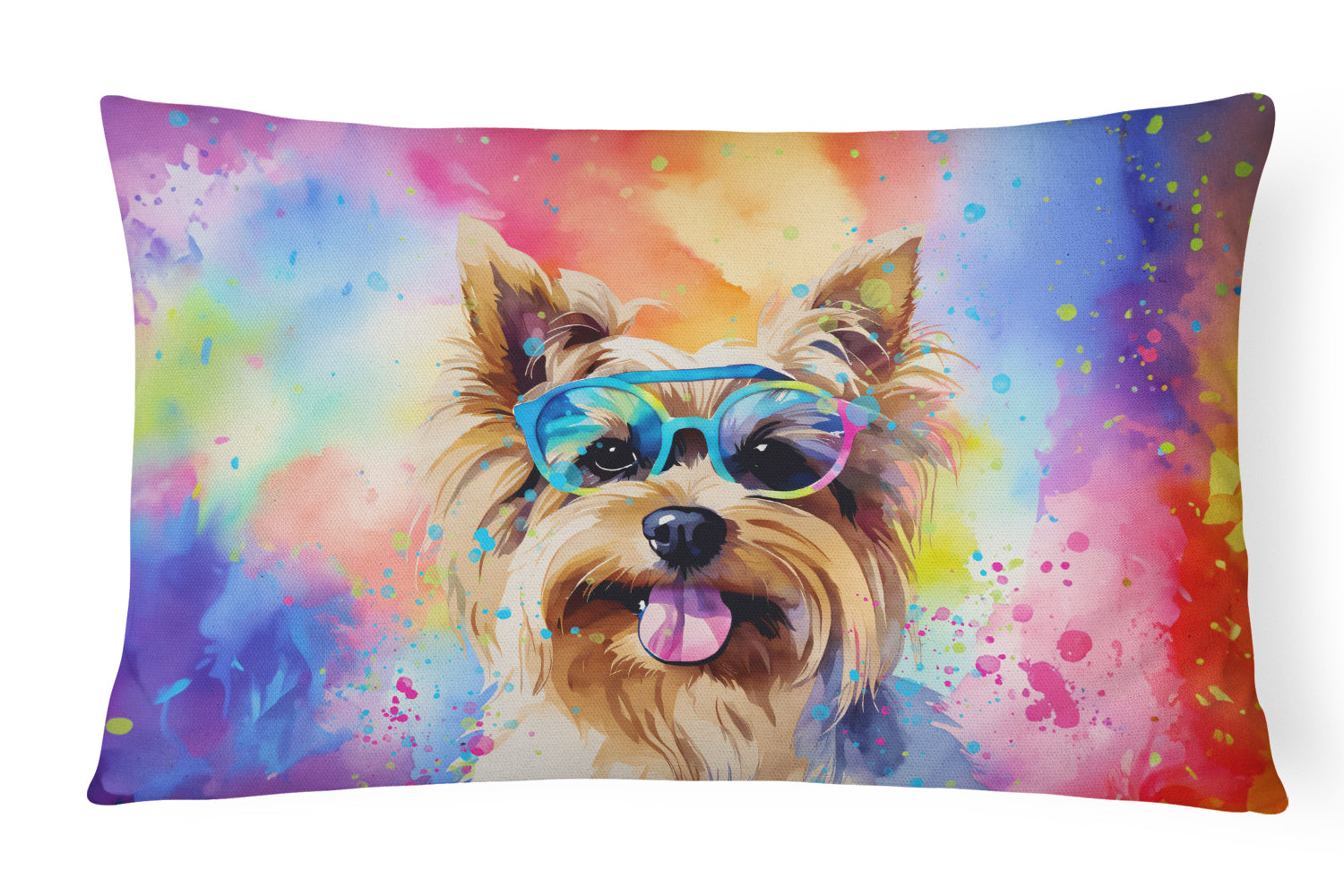 Buy this Yorkshire Terrier Hippie Dawg Fabric Decorative Pillow