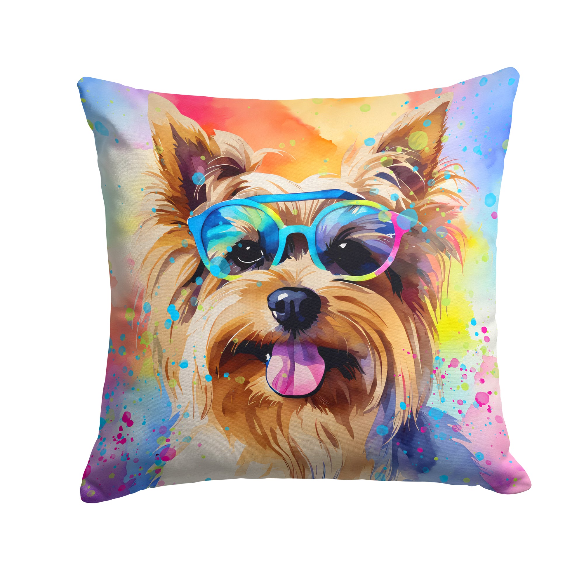 Buy this Yorkshire Terrier Hippie Dawg Fabric Decorative Pillow