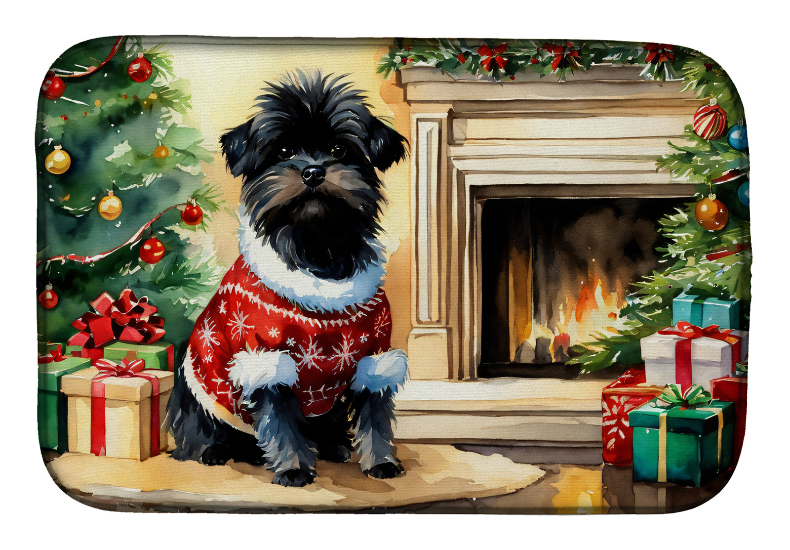 Buy this Affenpinscher Cozy Christmas Dish Drying Mat