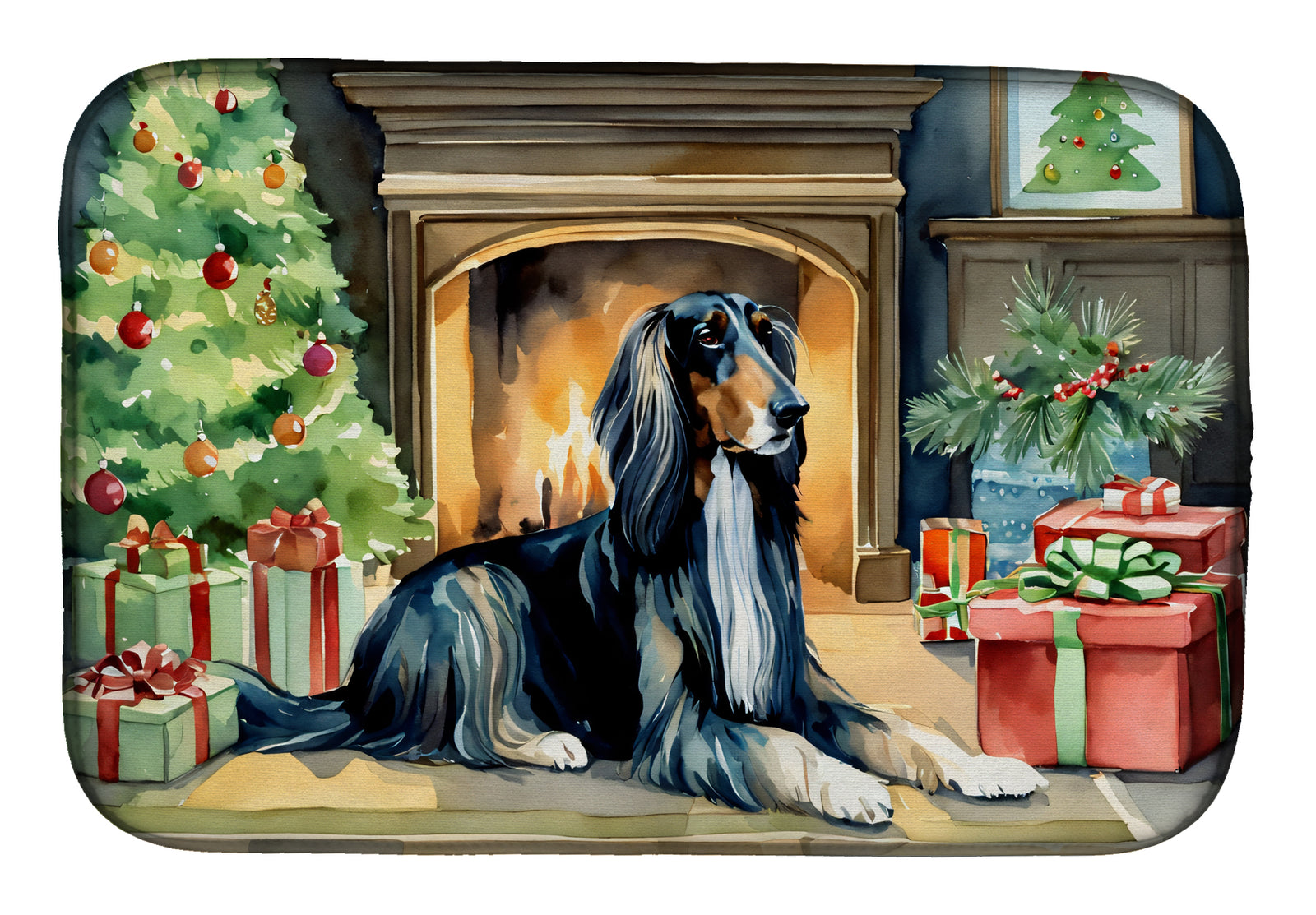 Buy this Afghan Hound Cozy Christmas Dish Drying Mat