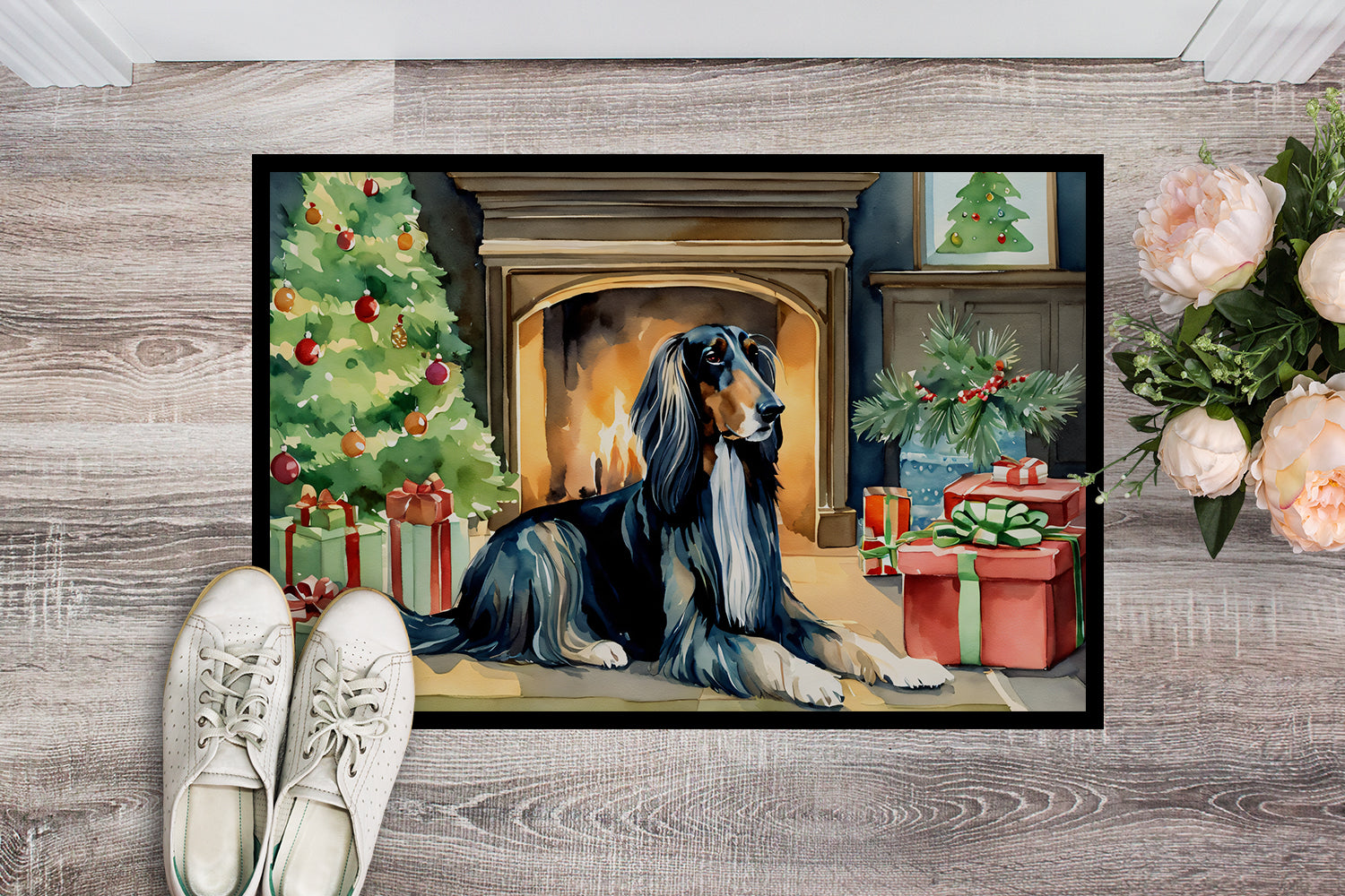 Afghan Hound Cozy Christmas Doormat