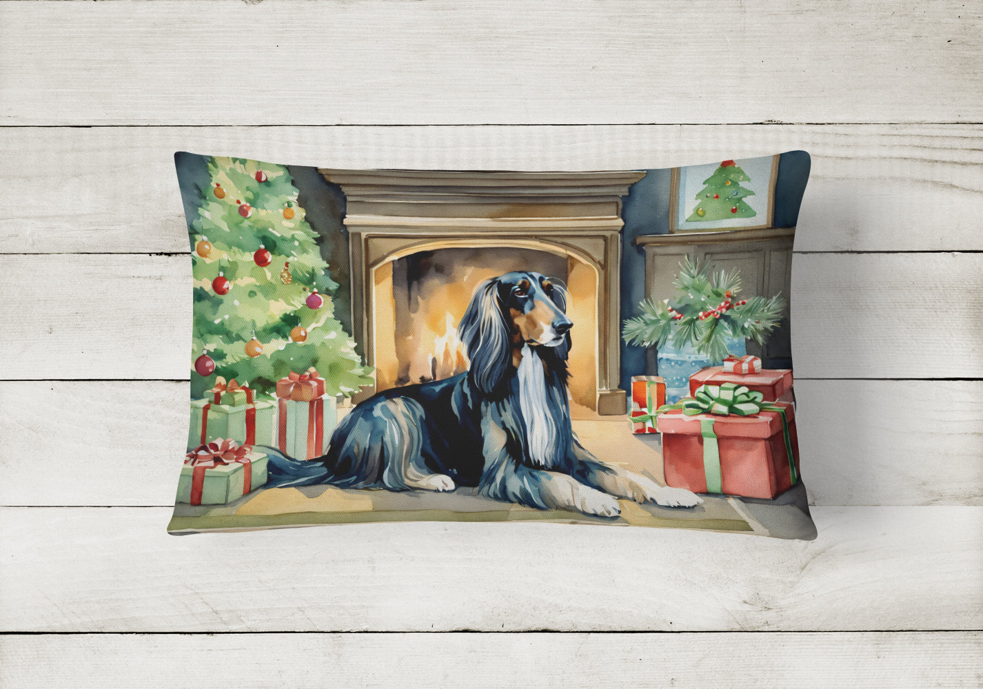 Afghan Hound Cozy Christmas Throw Pillow