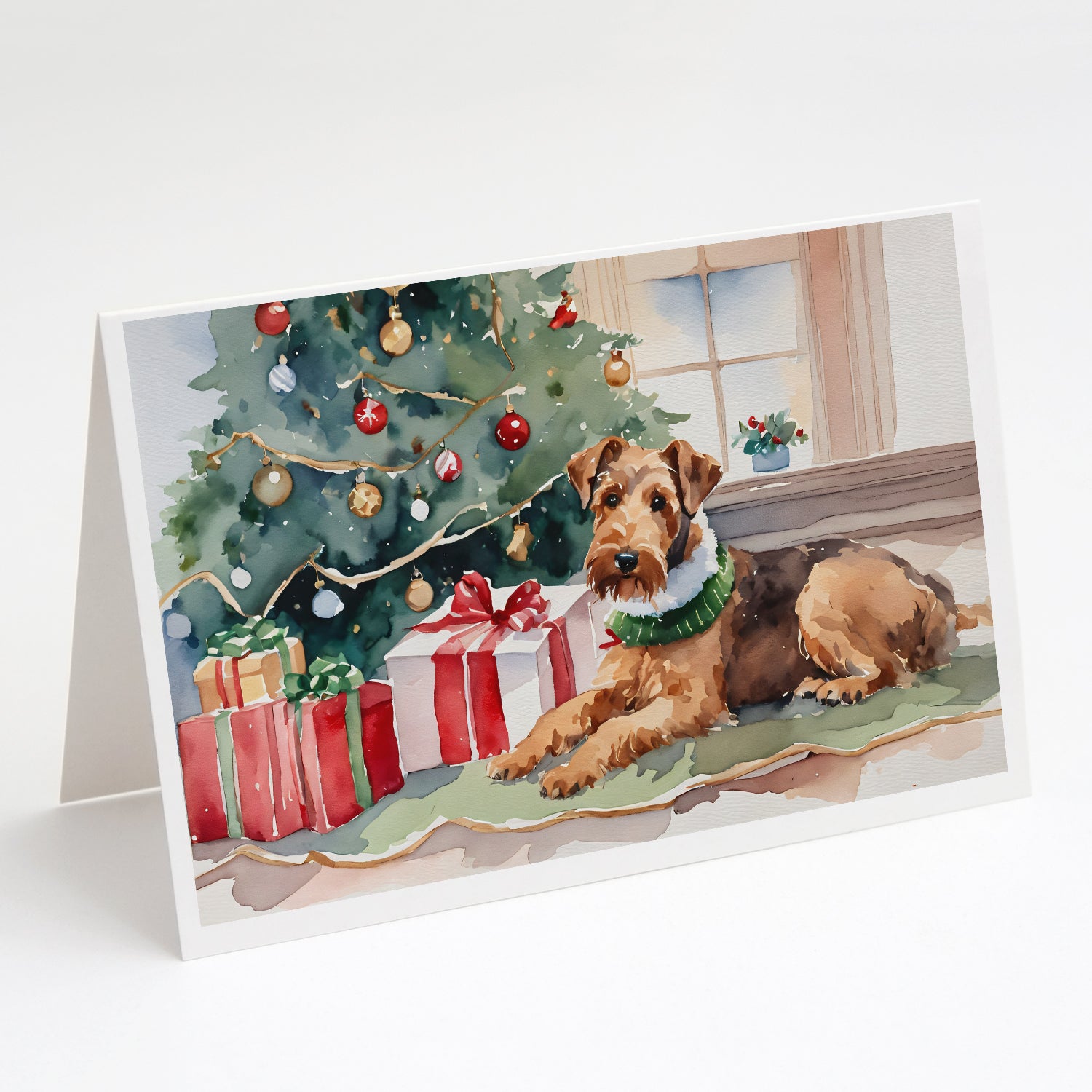 Buy this Airedale Terrier Cozy Christmas Greeting Cards Pack of 8