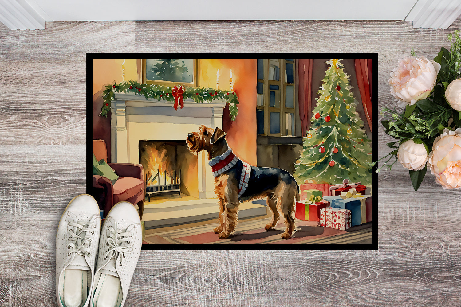 Buy this Airedale Terrier Cozy Christmas Doormat