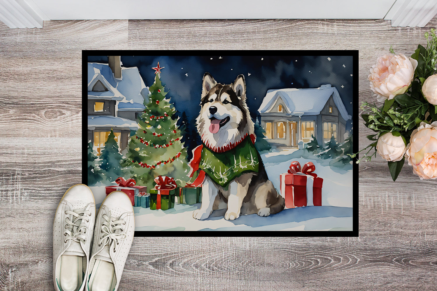 Buy this Alaskan Malamute Cozy Christmas Doormat