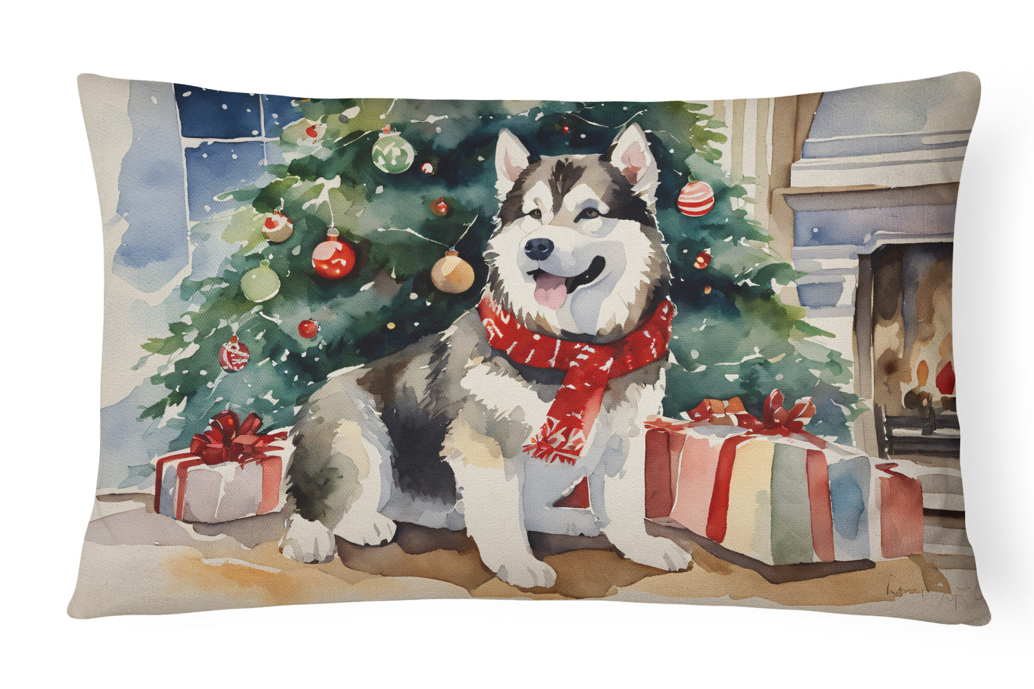 Buy this Alaskan Malamute Cozy Christmas Throw Pillow