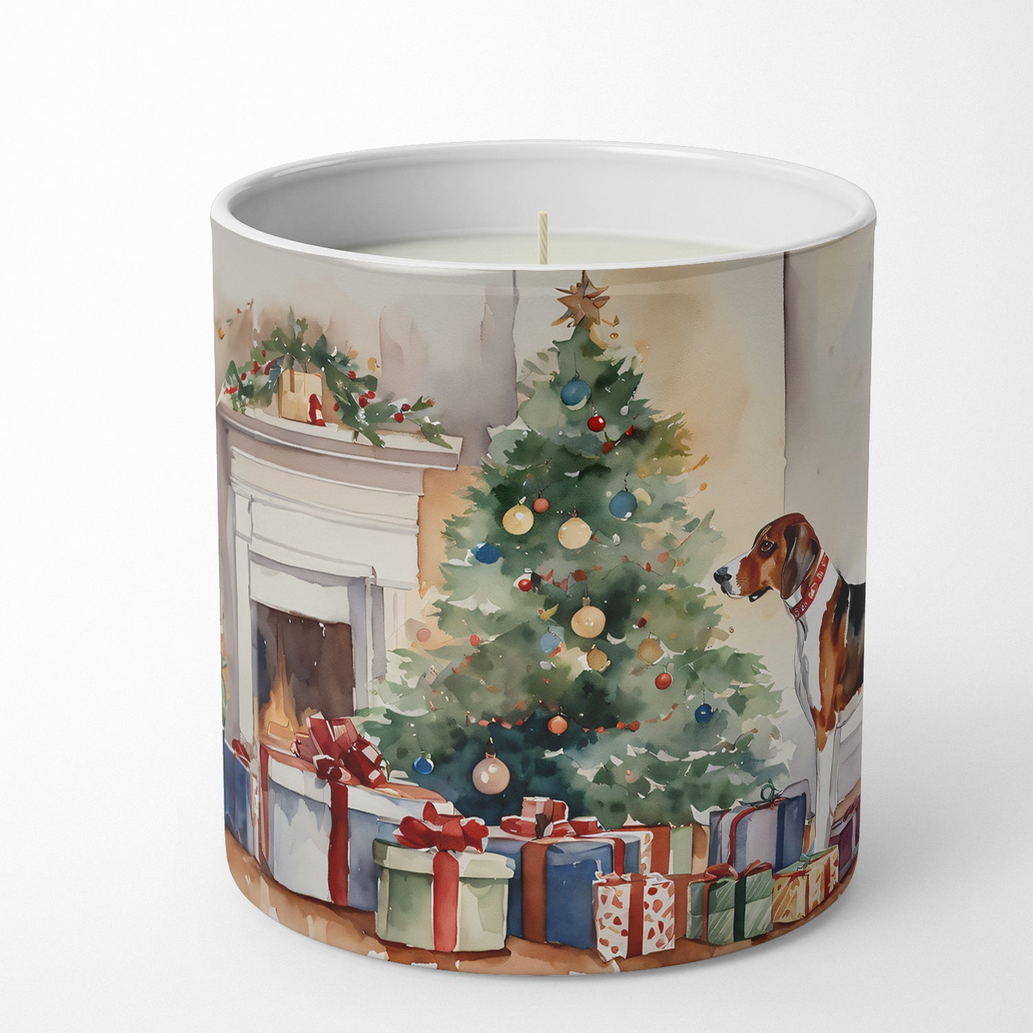 Buy this American English Coonhound Cozy Christmas Decorative Soy Candle