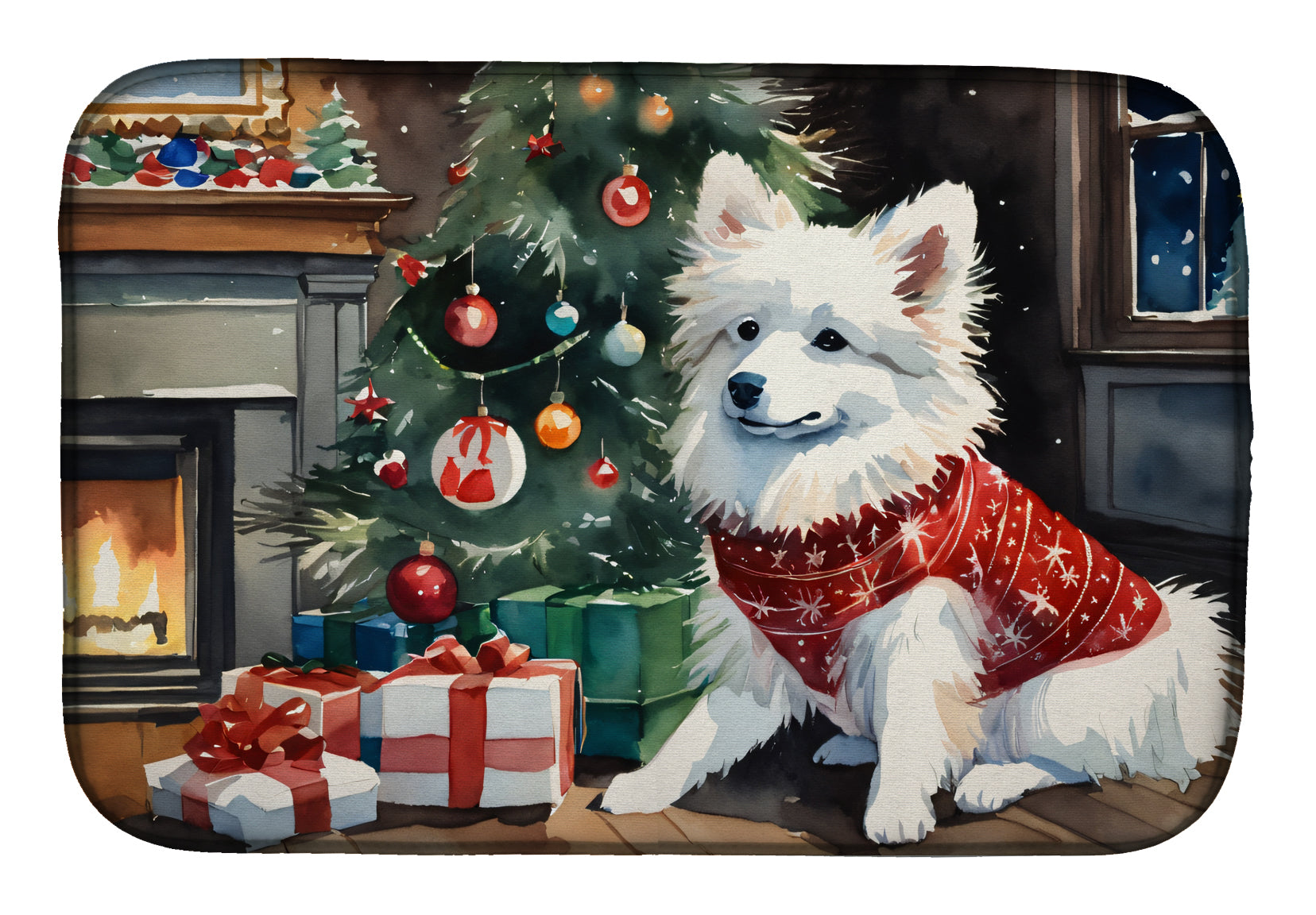 Buy this American Eskimo Cozy Christmas Dish Drying Mat