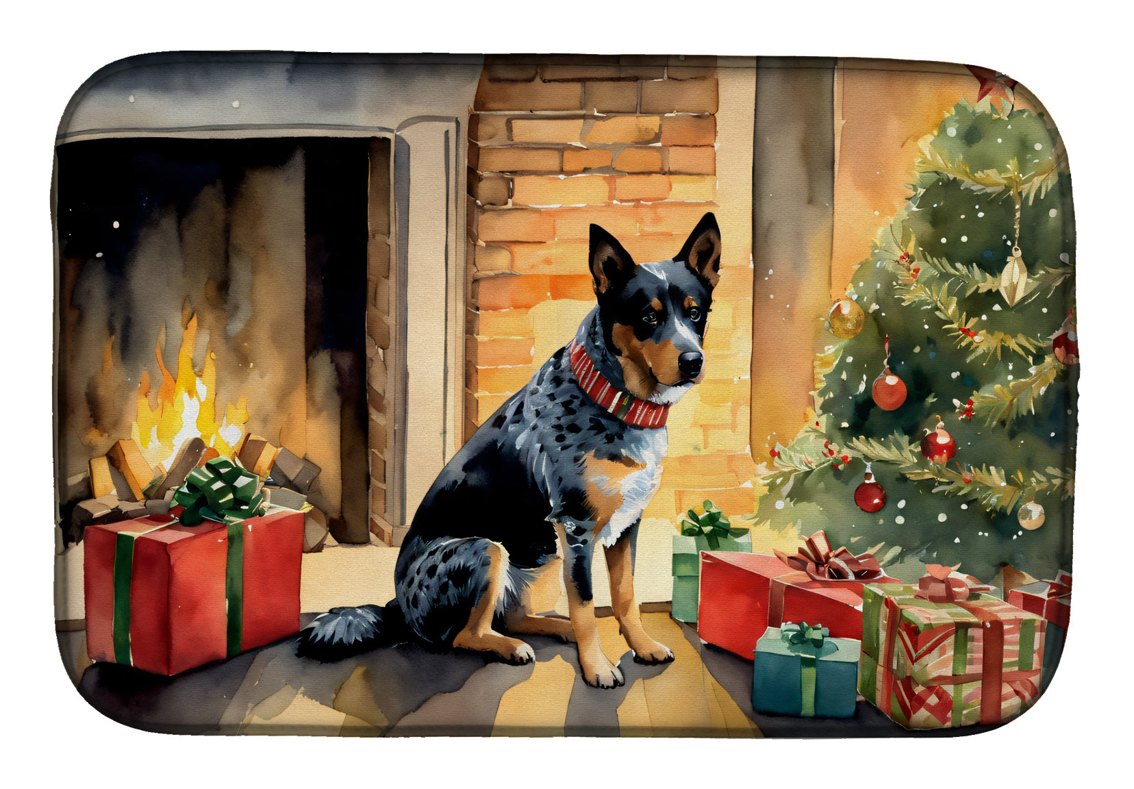 Buy this Australian Cattle Dog Cozy Christmas Dish Drying Mat