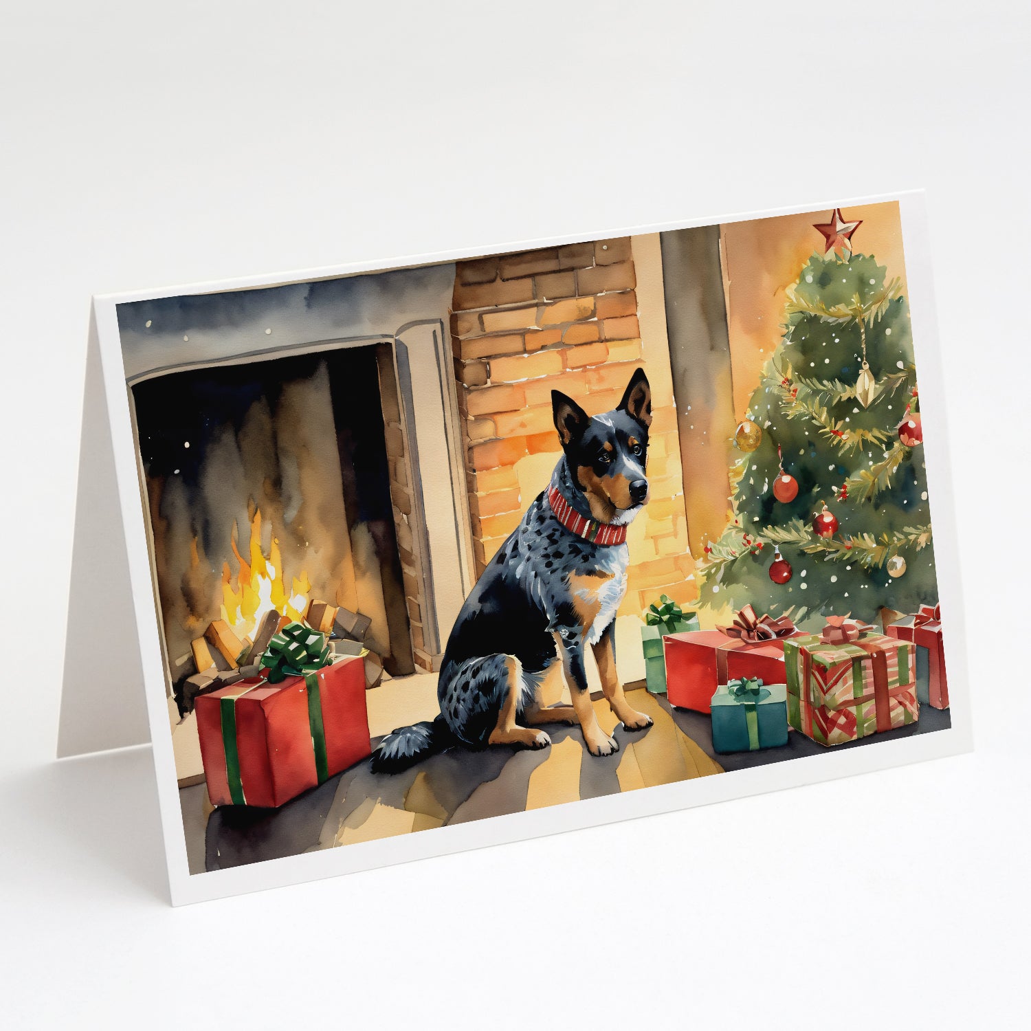 Buy this Australian Cattle Dog Cozy Christmas Greeting Cards Pack of 8