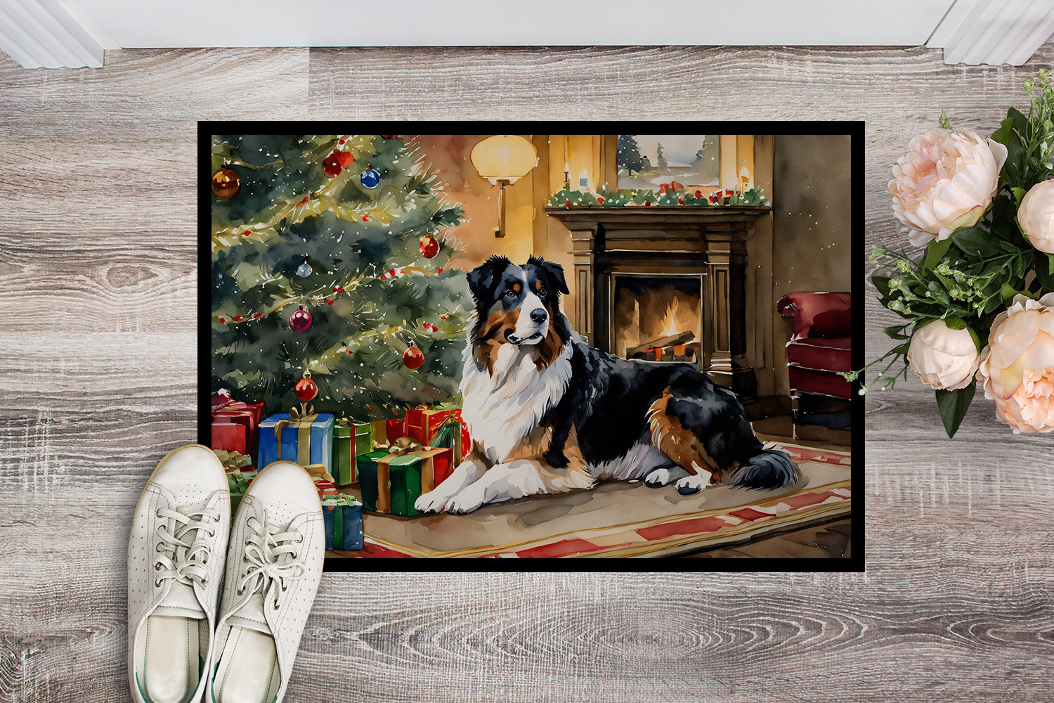 Buy this Australian Shepherd Cozy Christmas Doormat