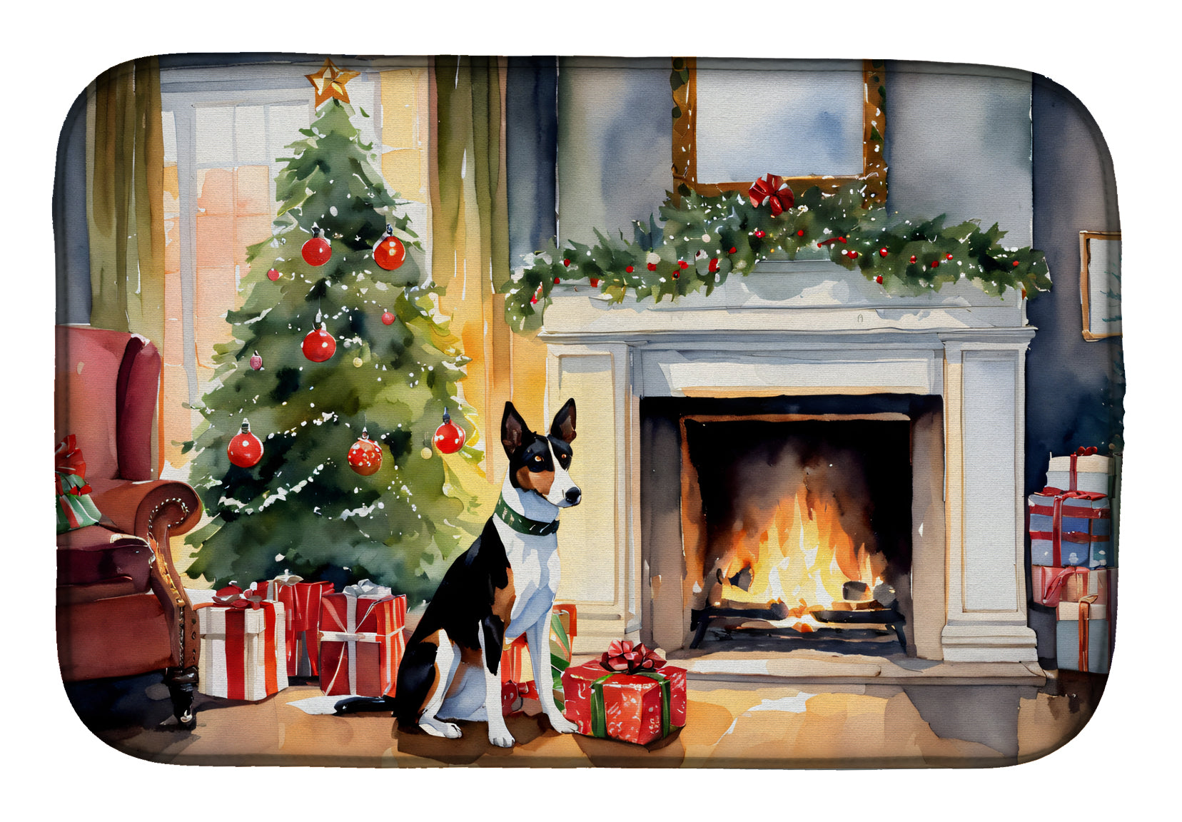 Buy this Basenji Cozy Christmas Dish Drying Mat