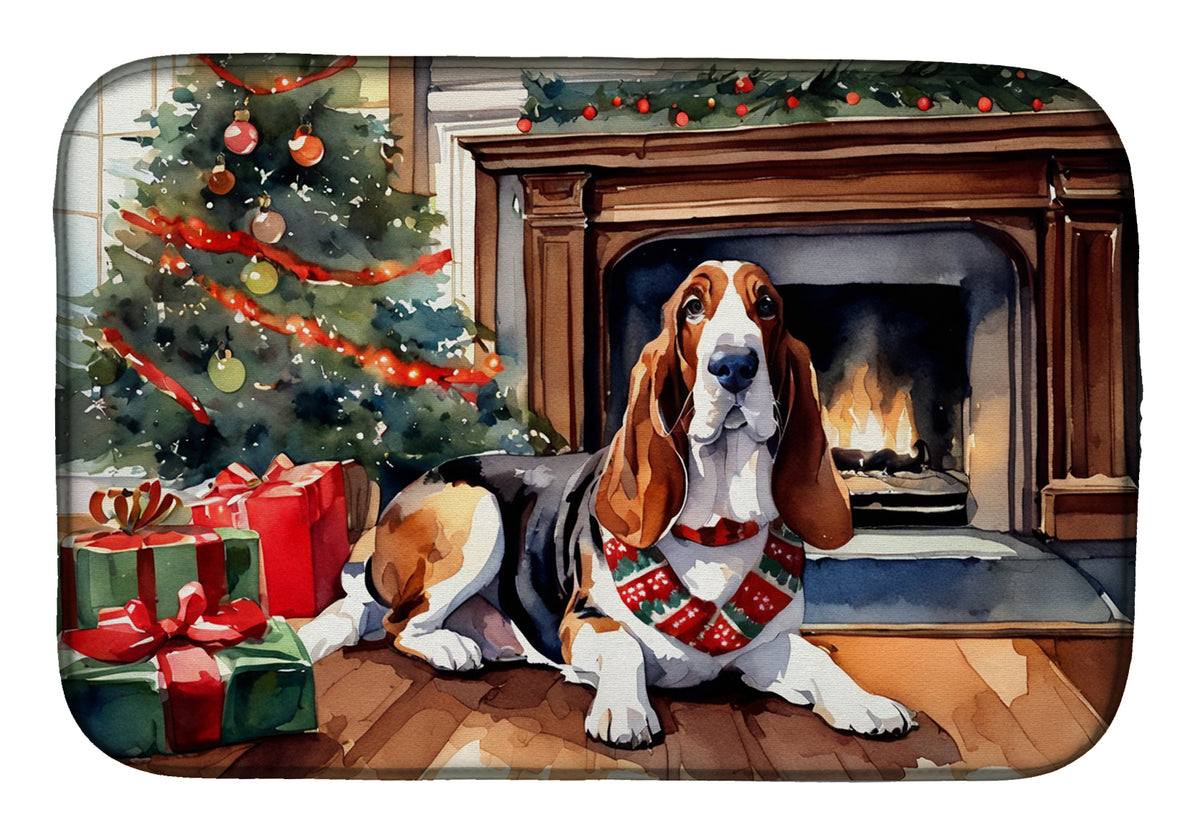 Buy this Basset Hound Cozy Christmas Dish Drying Mat