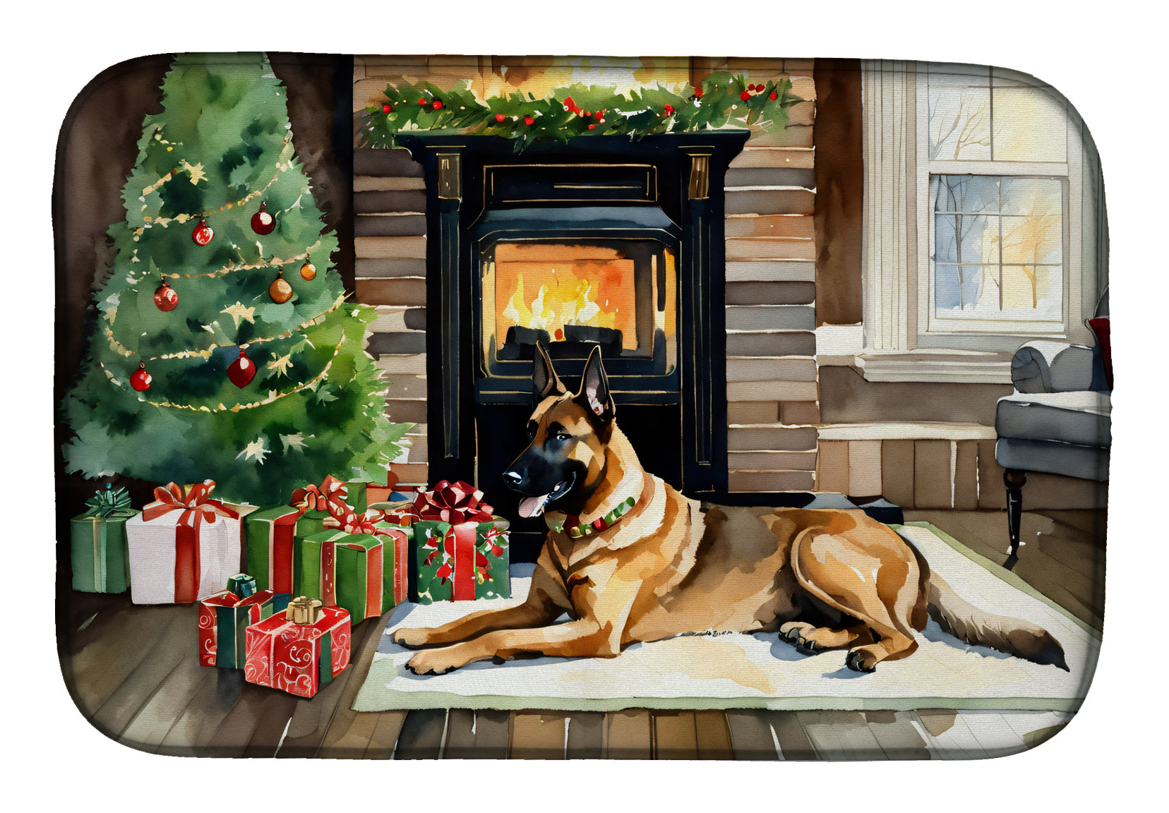 Buy this Belgian Malinois Cozy Christmas Dish Drying Mat