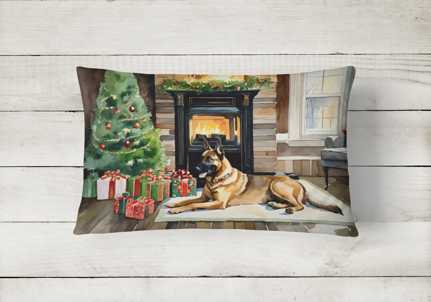 Buy this Belgian Malinois Cozy Christmas Throw Pillow