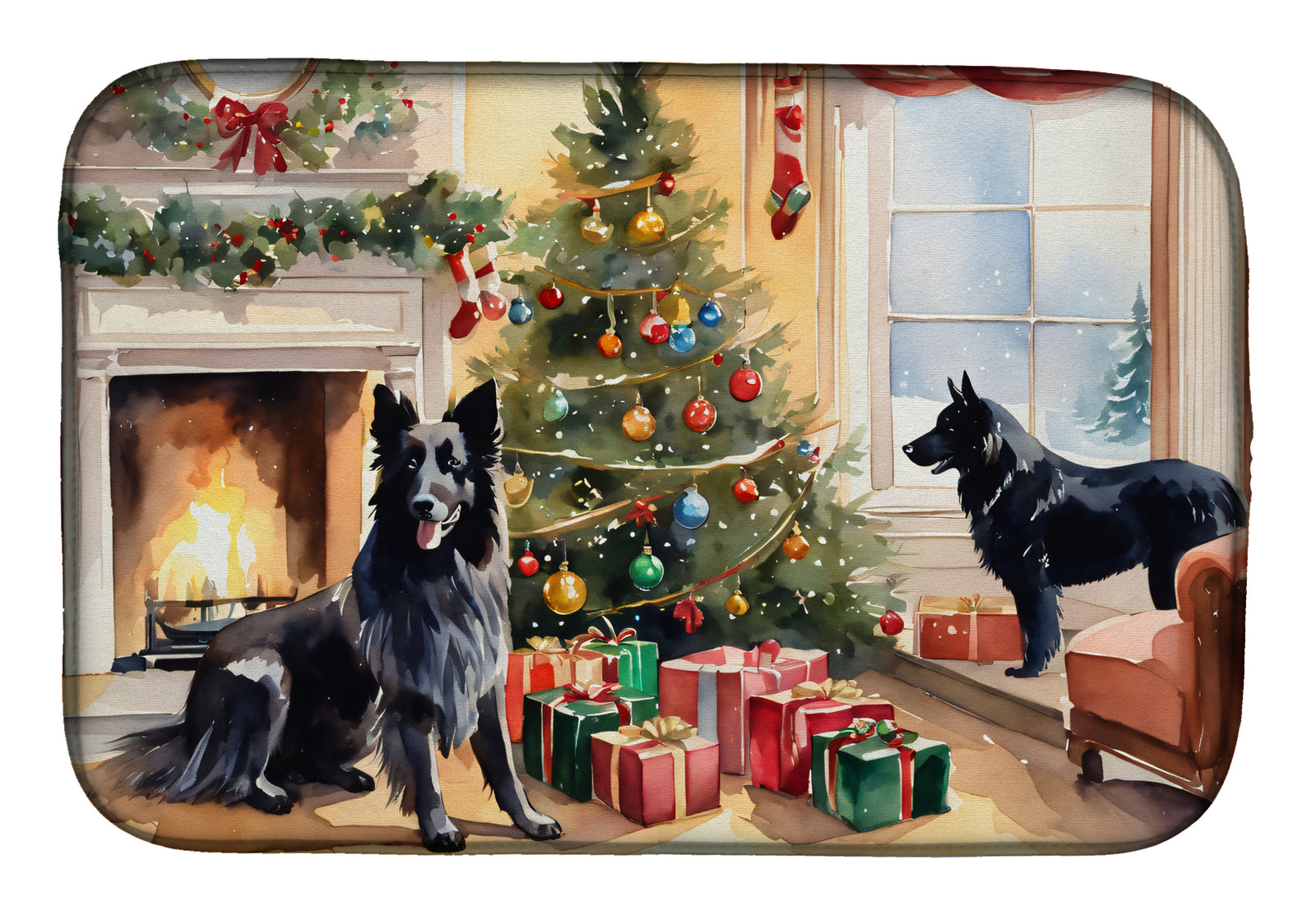 Buy this Belgian Sheepdog Cozy Christmas Dish Drying Mat