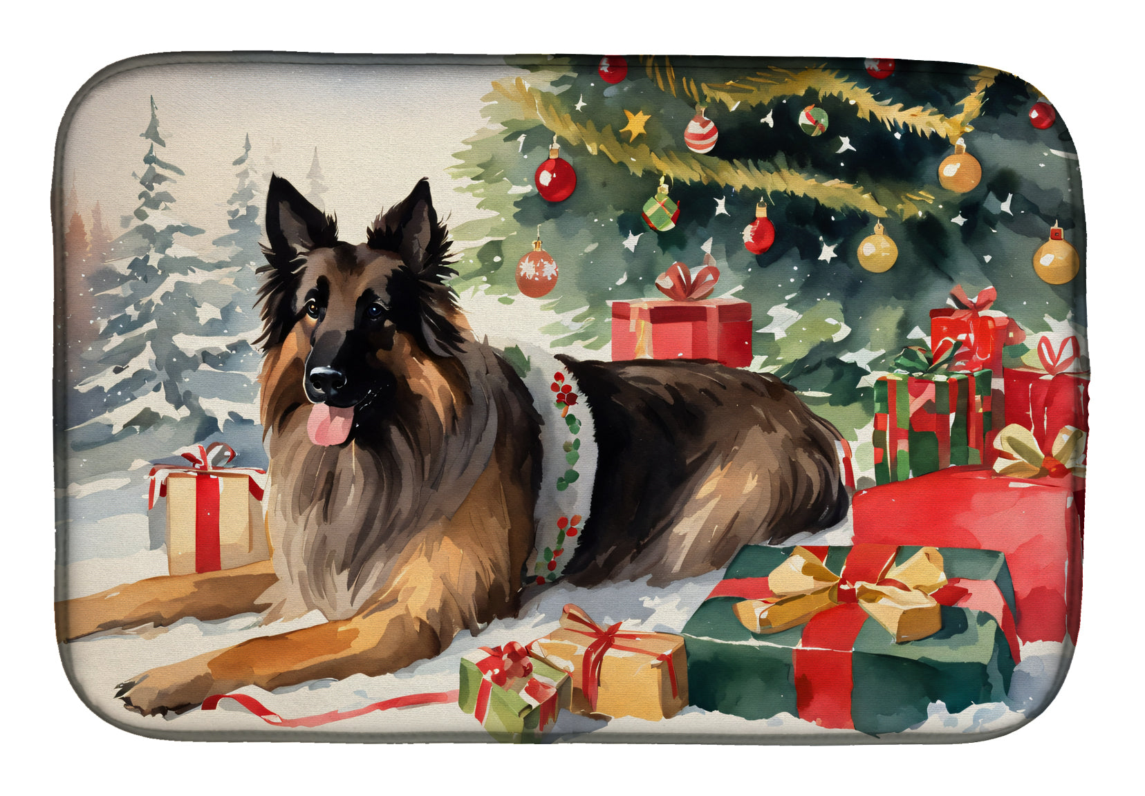 Buy this Belgian Tervuren Cozy Christmas Dish Drying Mat