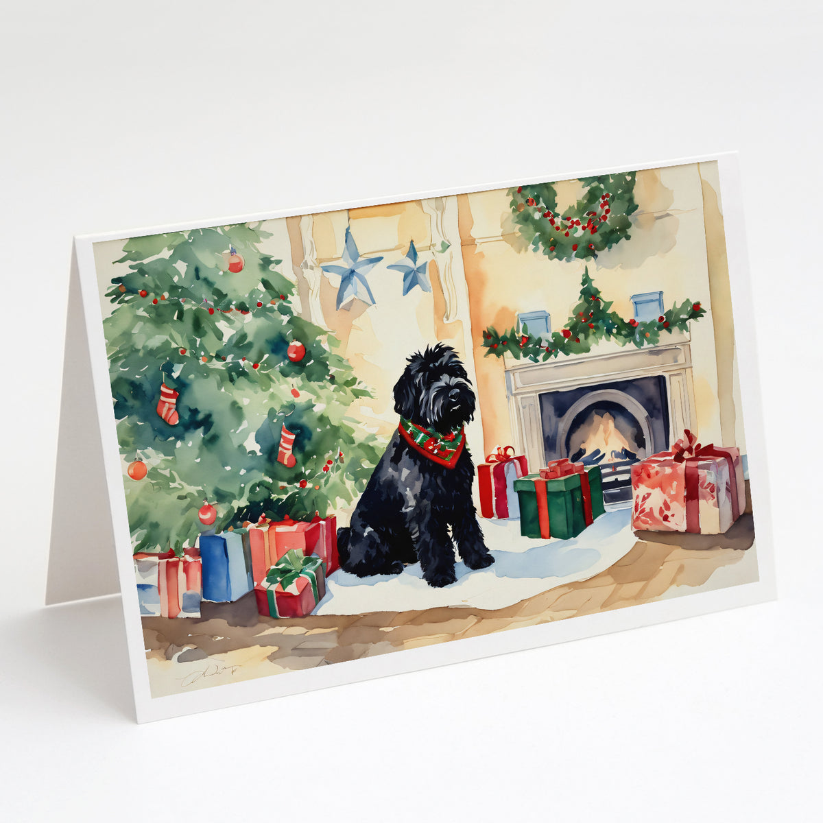 Buy this Black Russian Terrier Cozy Christmas Greeting Cards Pack of 8