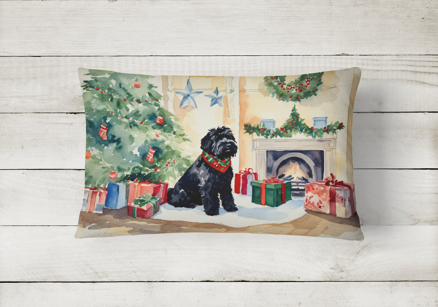 Buy this Black Russian Terrier Cozy Christmas Throw Pillow