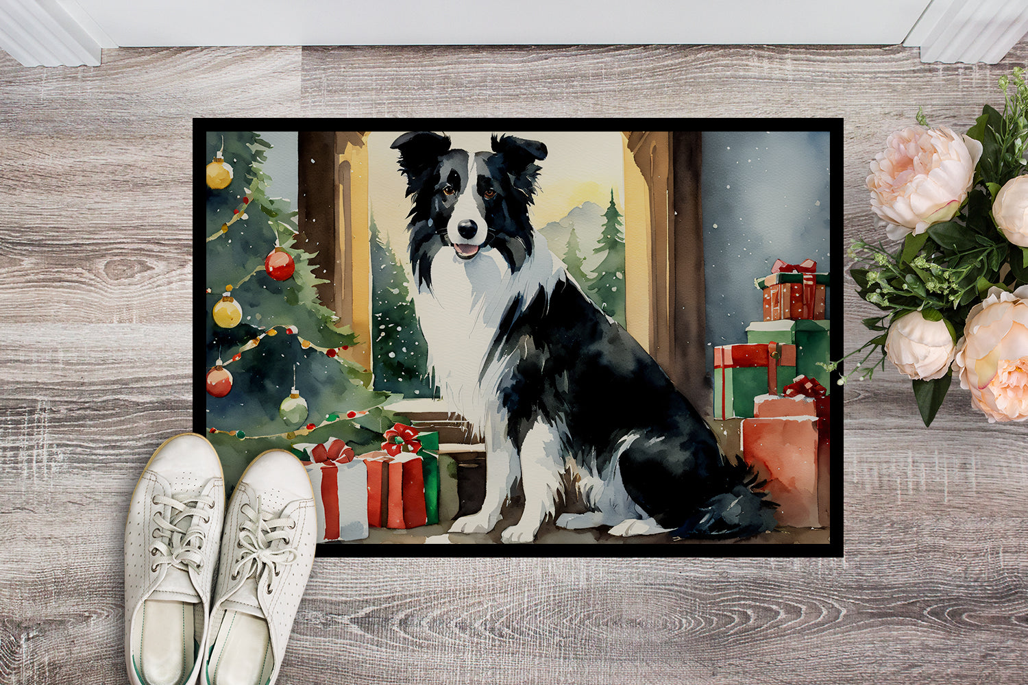 Buy this Border Collie Cozy Christmas Doormat