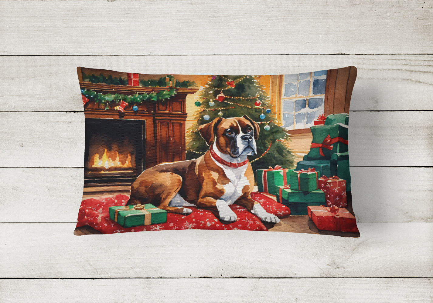 Buy this Boxer Cozy Christmas Throw Pillow