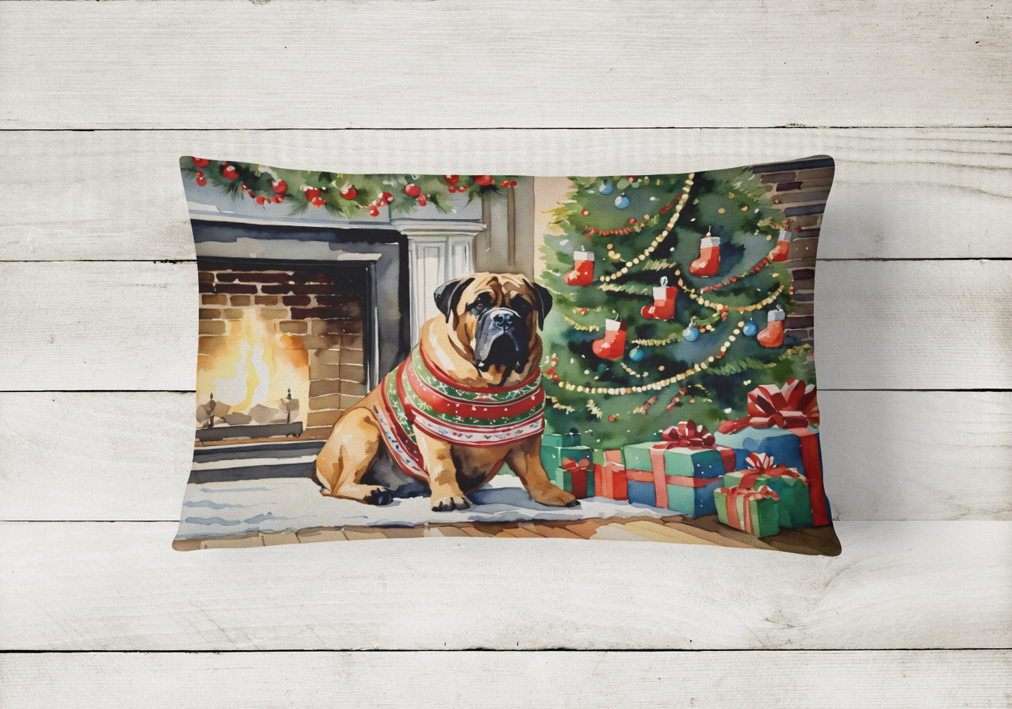 Buy this Bullmastiff Cozy Christmas Throw Pillow